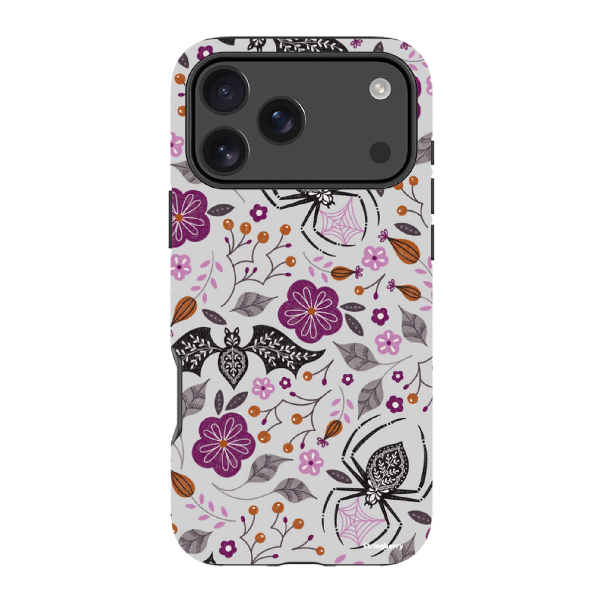 iPhone MagSafe Tough Case -  Spider Bat Pattern Grey By Jenny Zemanek