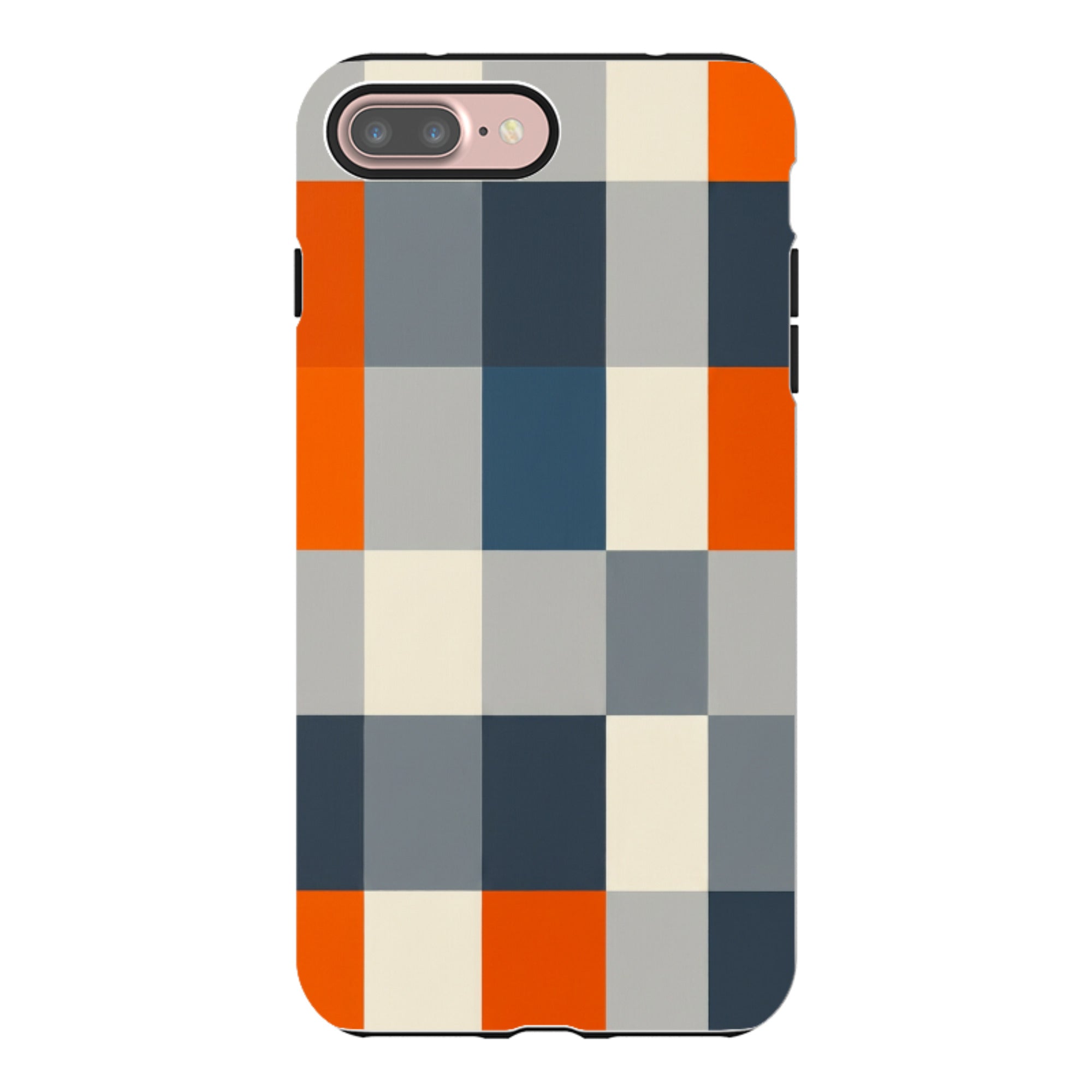 iPhone Tough Case - Navy Blue & Orange Plaid