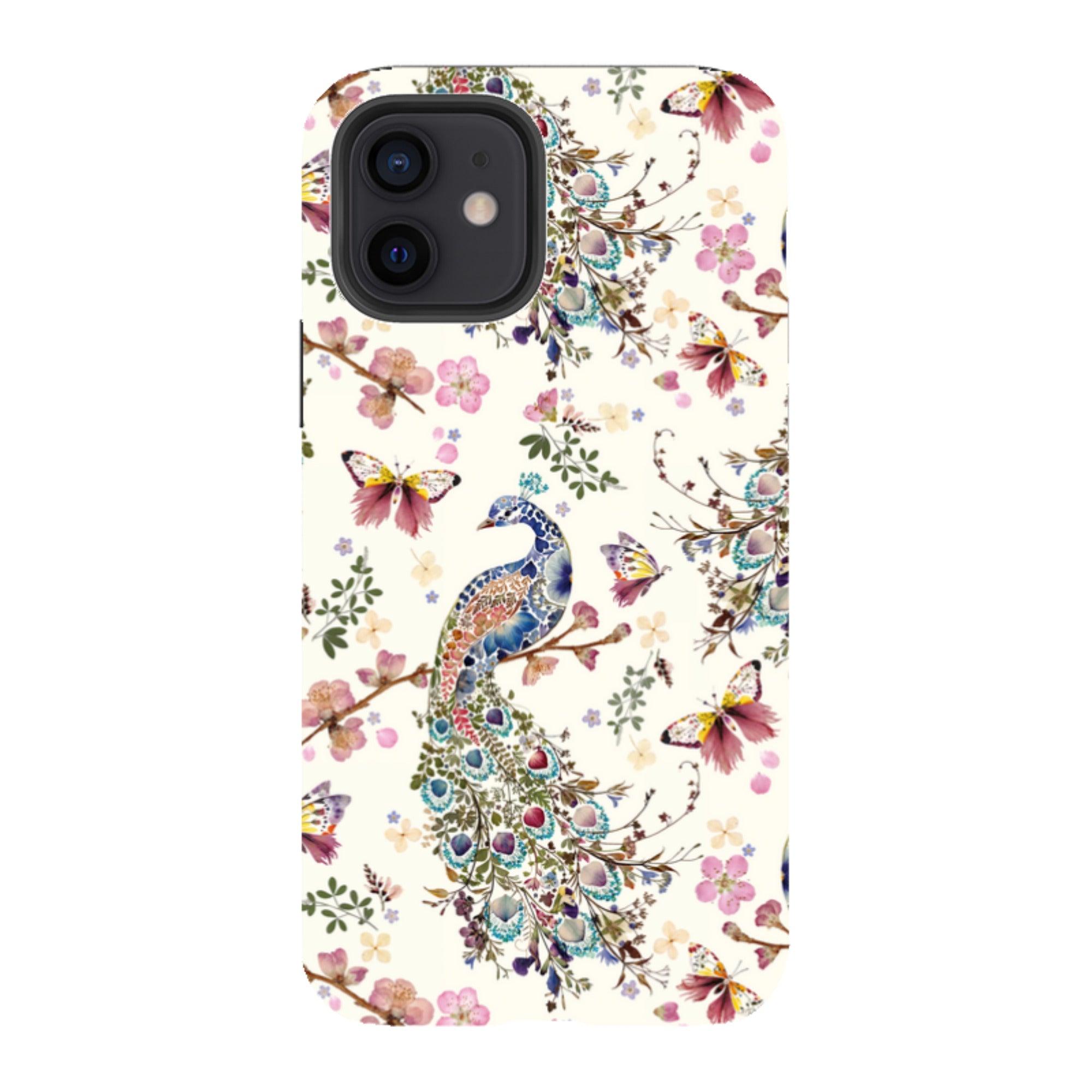 iPhone Tough Case - Peacock and Cherry Blossoms By Helen Ahpornsiri