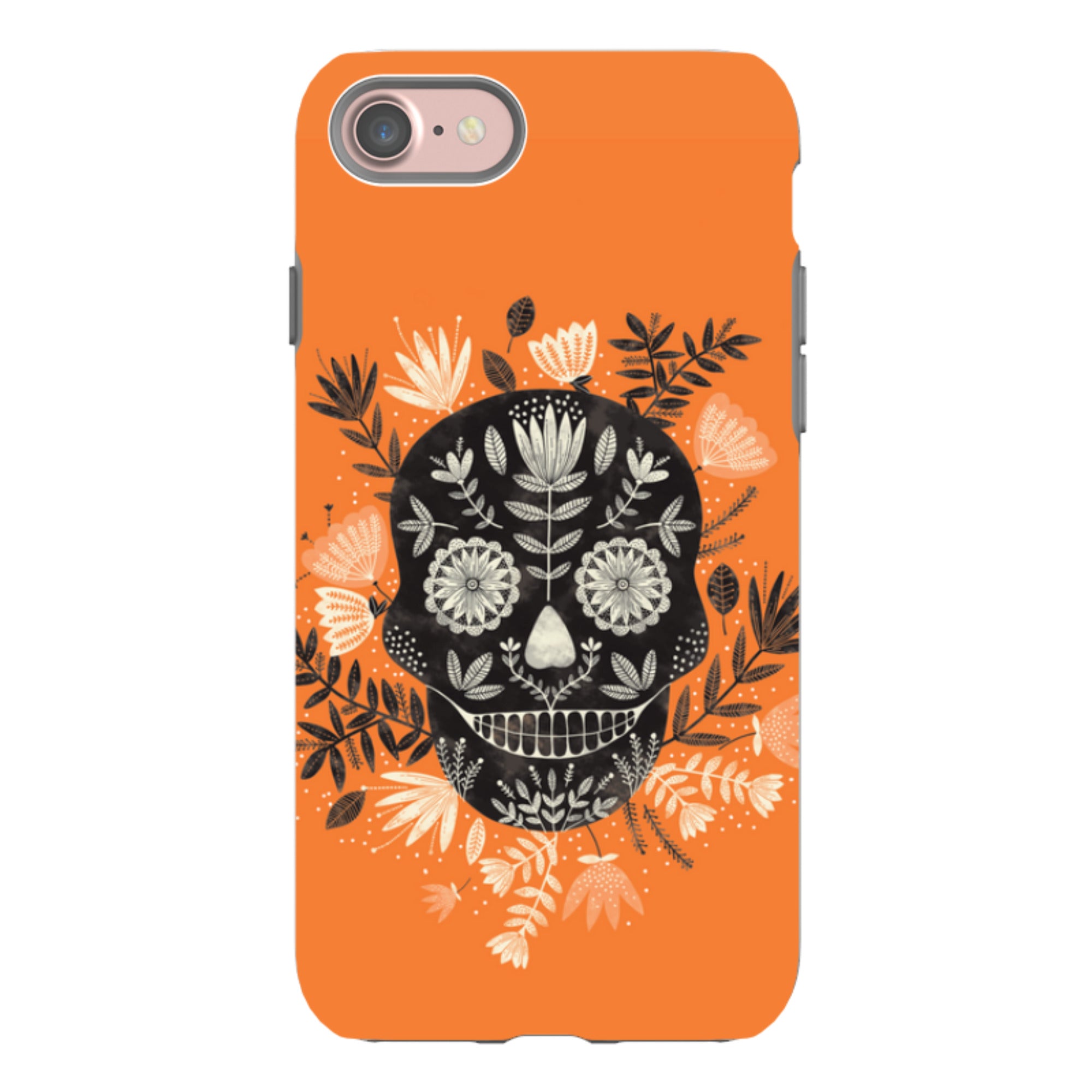 iPhone Tough Case - Sugar Skull Orange By Jade Mosinski