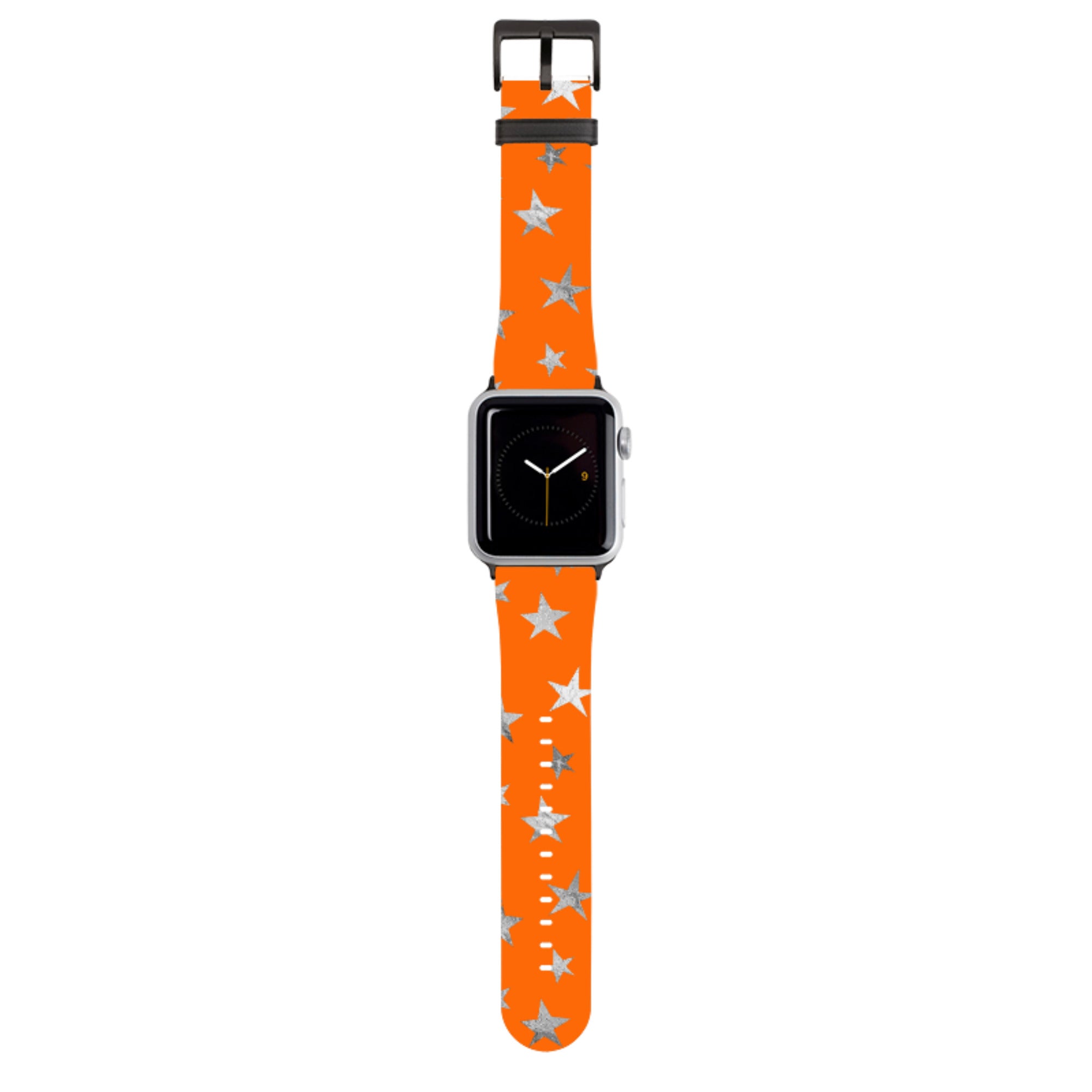 Orange and Silver Stars Apple Watch Strap