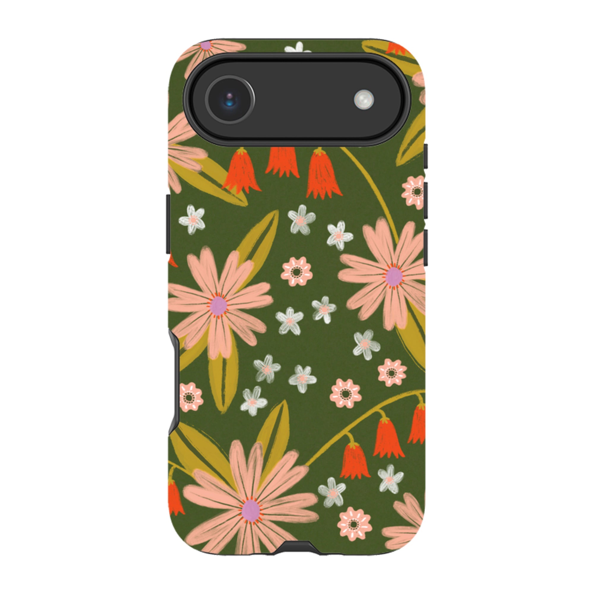 iPhone Tough Case - Red and Green Floral Pattern By Lee Foster Wilson
