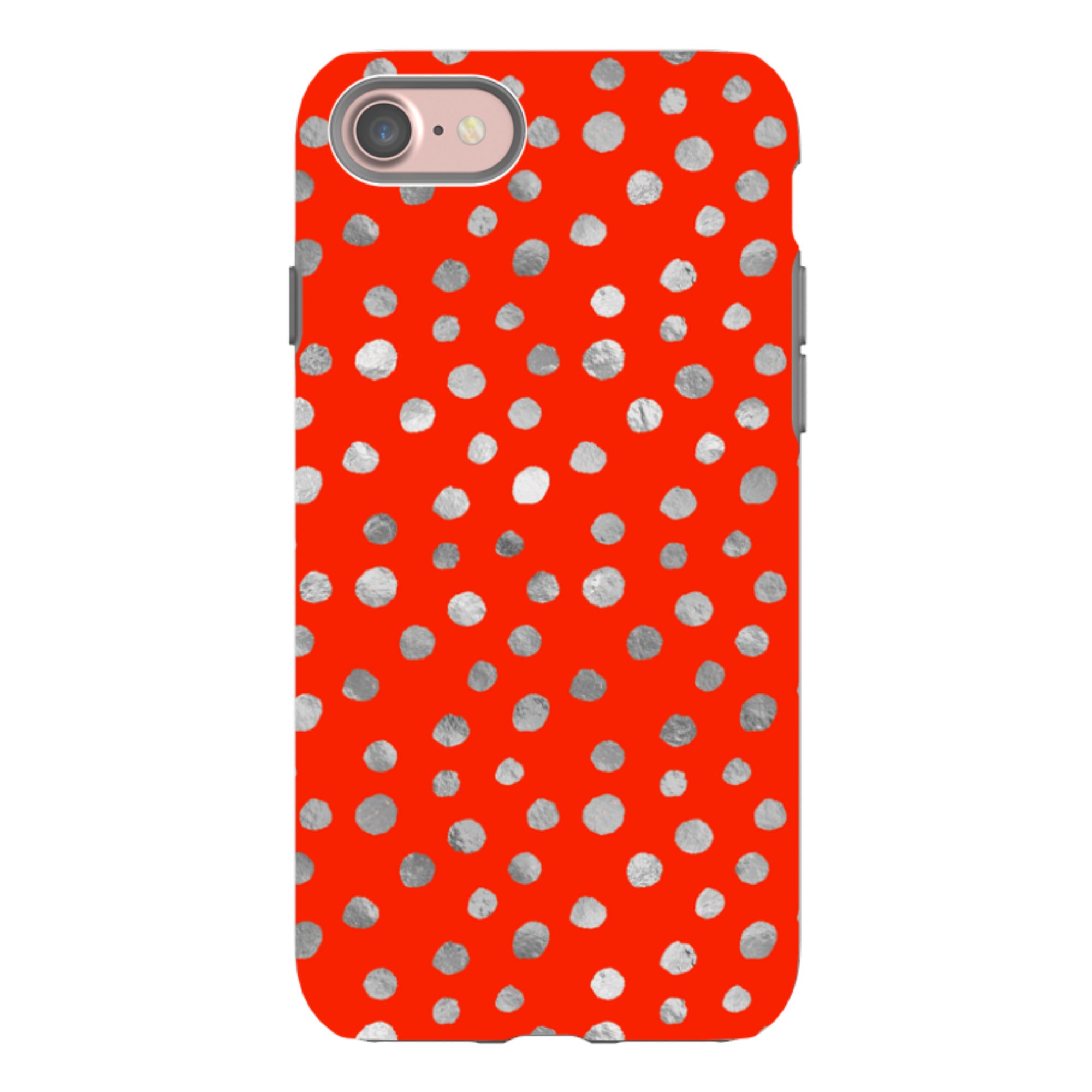 iPhone Tough Case - Red and Silver Dots