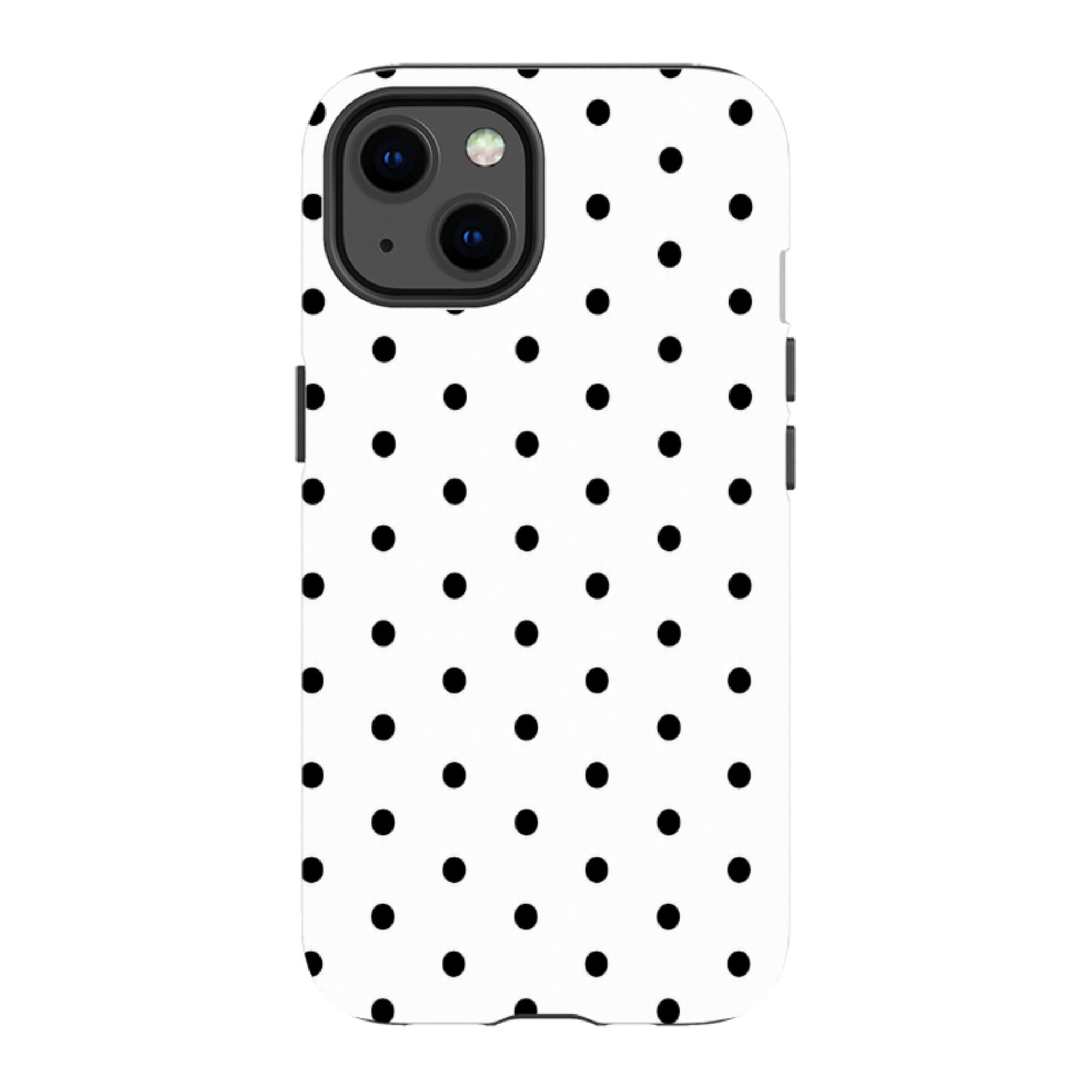 iPhone Tough Case - White & Black Polka Dot