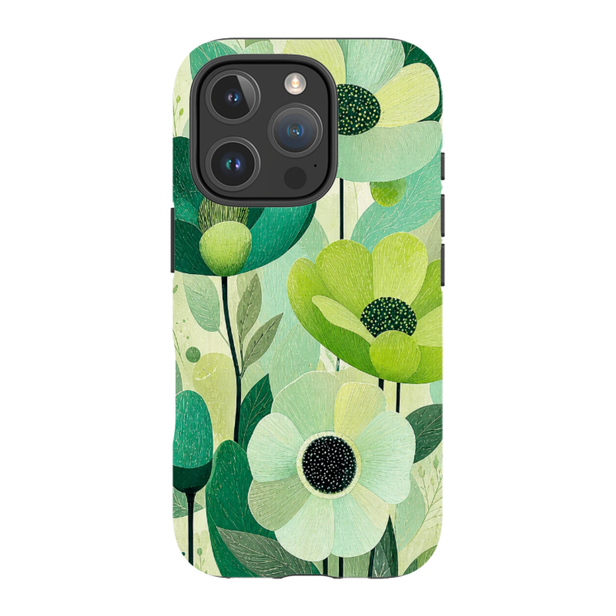 iPhone MagSafe Tough Case - Mint Woodgrain Floral