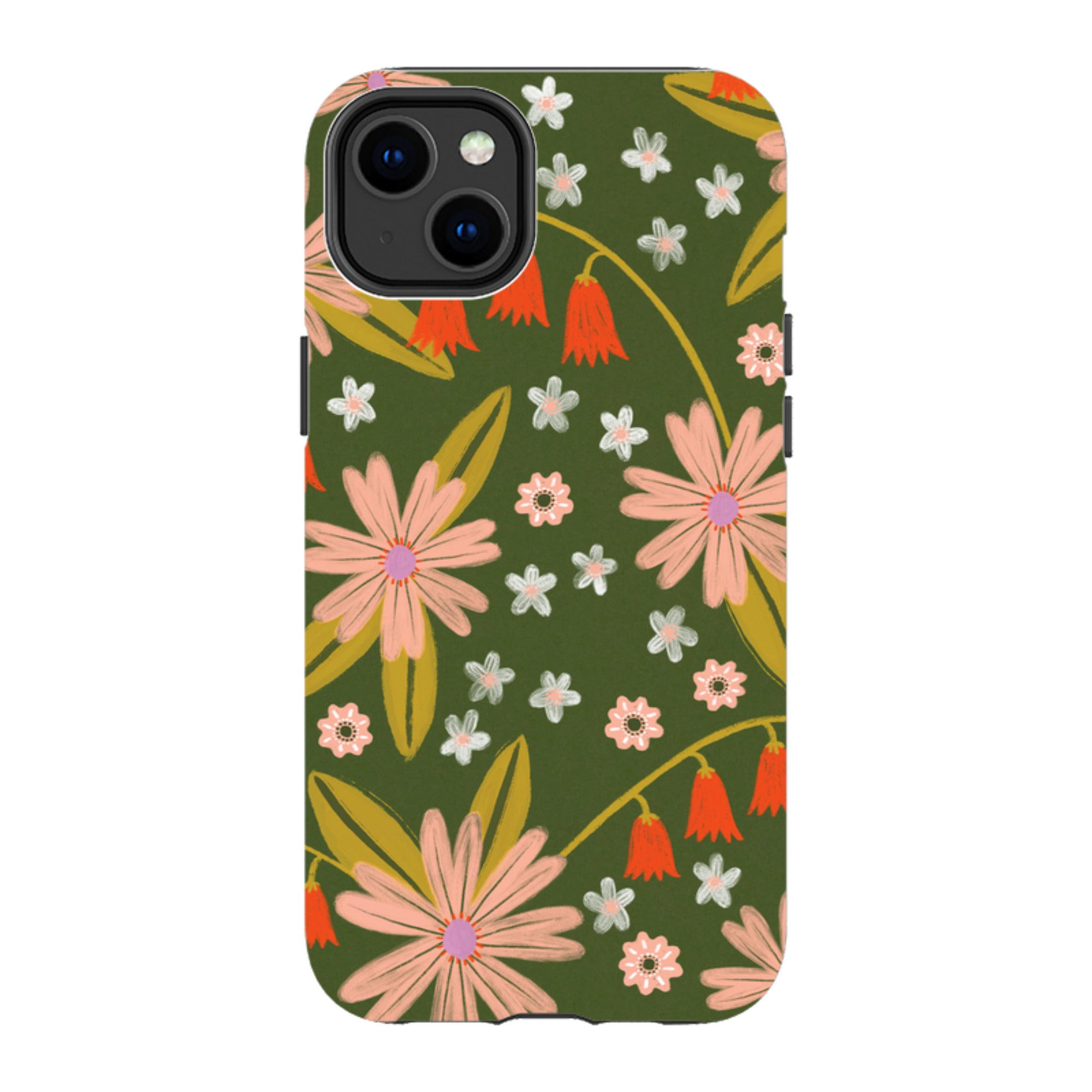 iPhone Tough Case - Red and Green Floral Pattern By Lee Foster Wilson