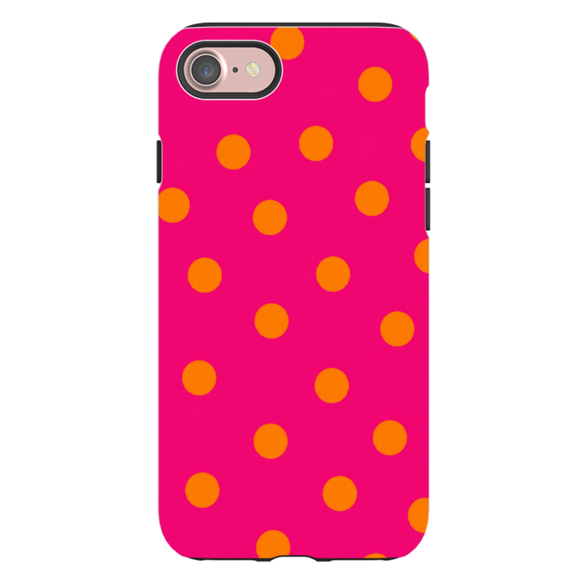 iPhone Tough Case - Hot Pink & Orange Polka Dot