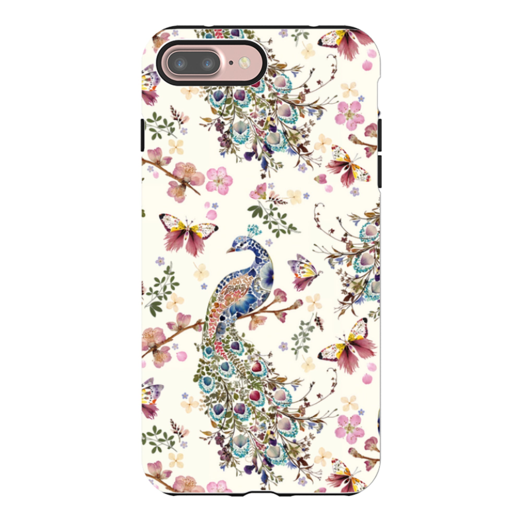iPhone Tough Case - Peacock and Cherry Blossoms By Helen Ahpornsiri