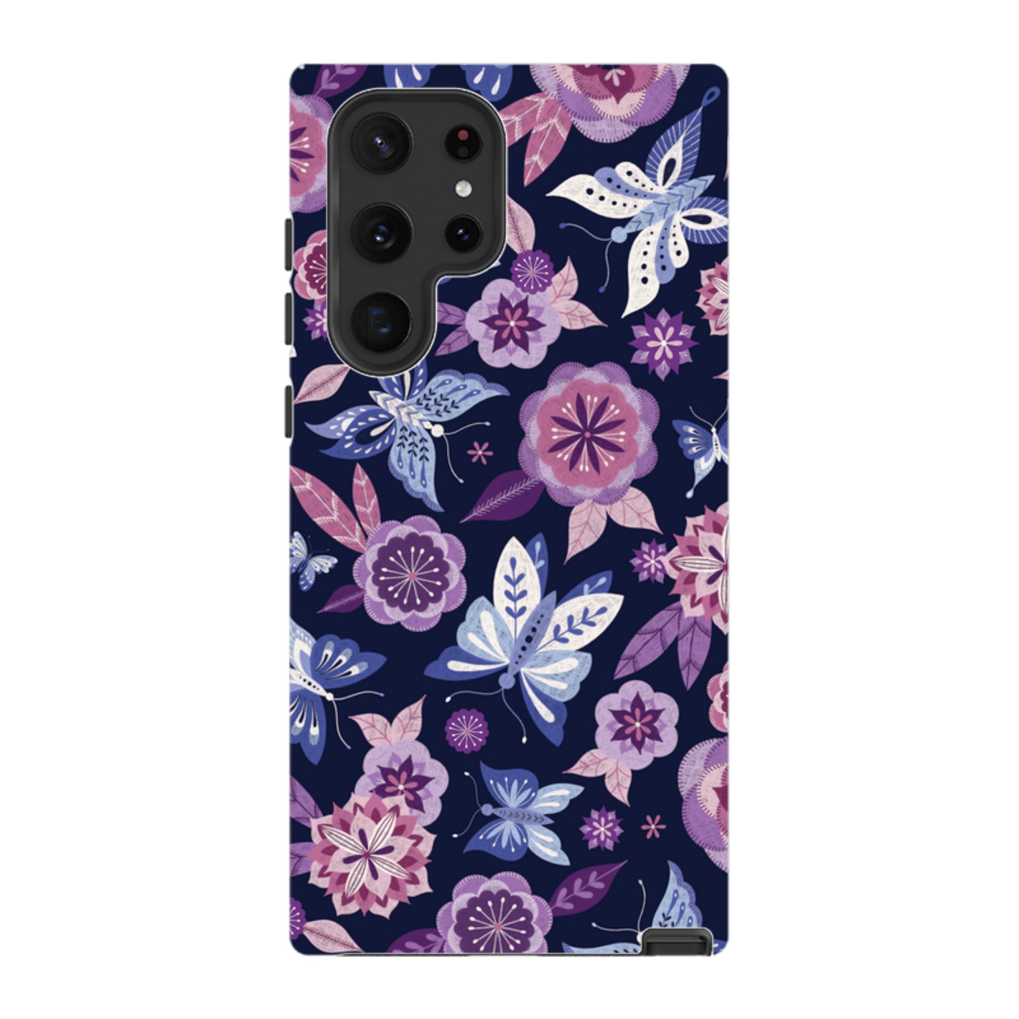 Samsung Tough Case - Butterfly Blooms Navy By Jenny Zemanek