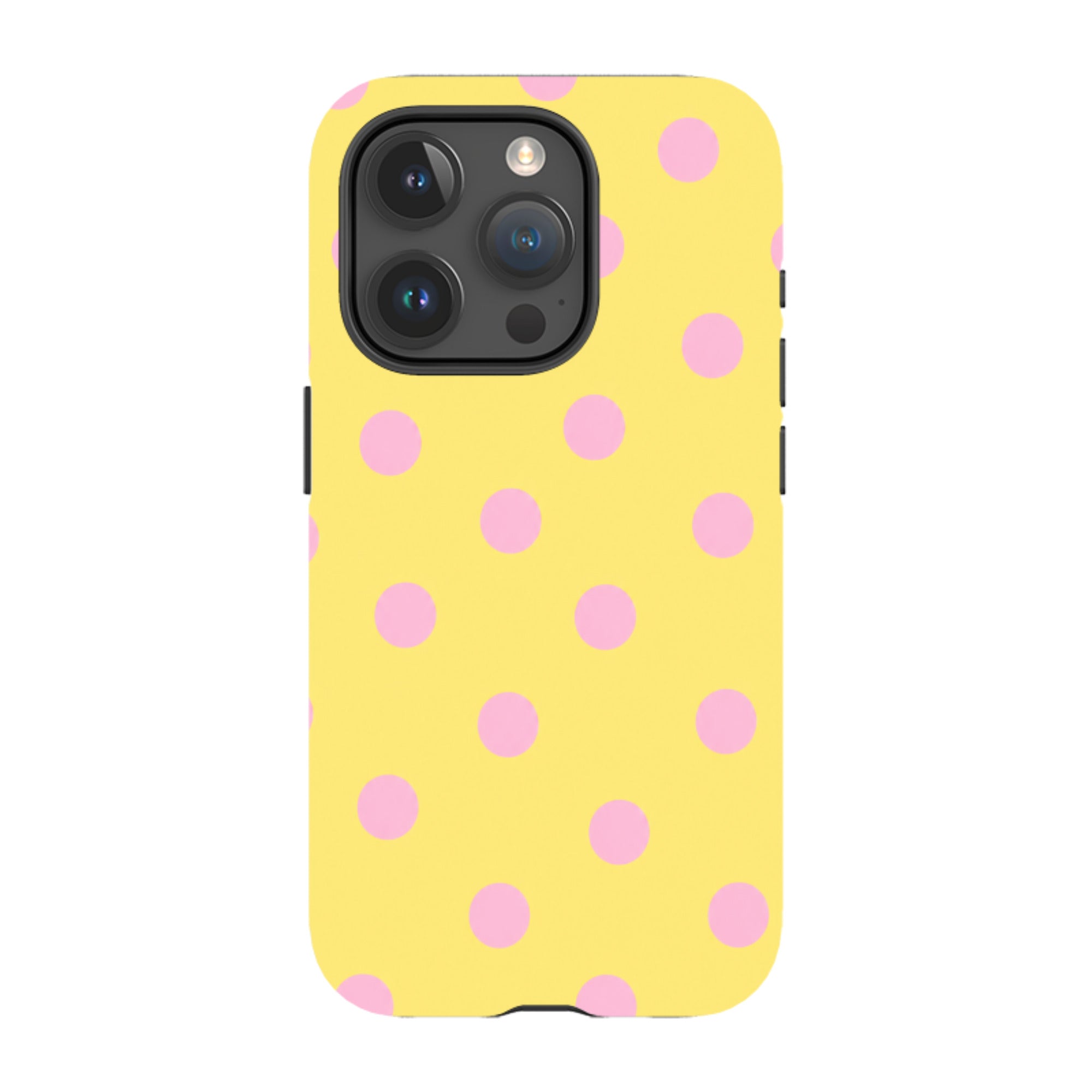iPhone Tough Case - Yellow & Pink Polka Dot