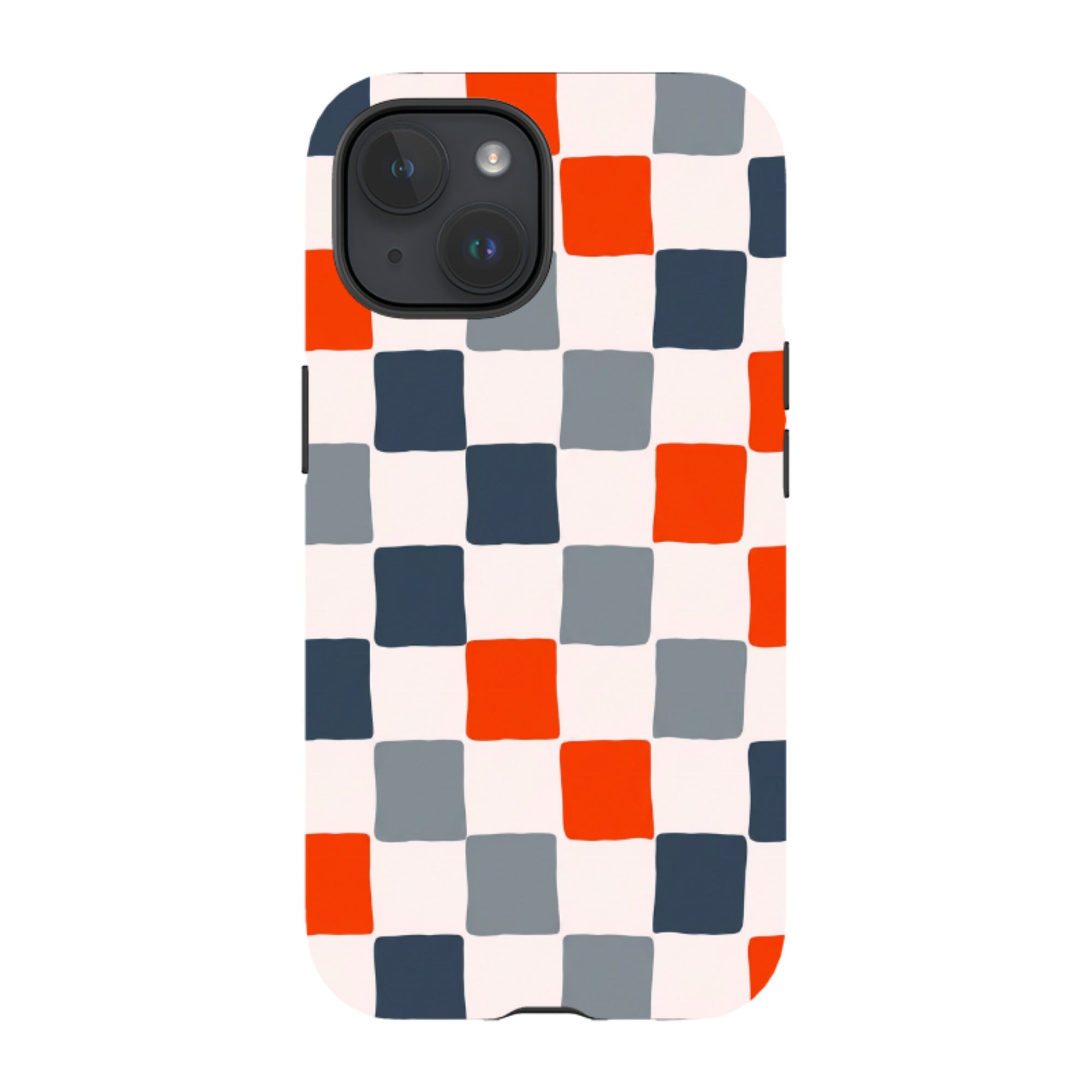 iPhone Tough Case - Orange & Navy Checkerboard