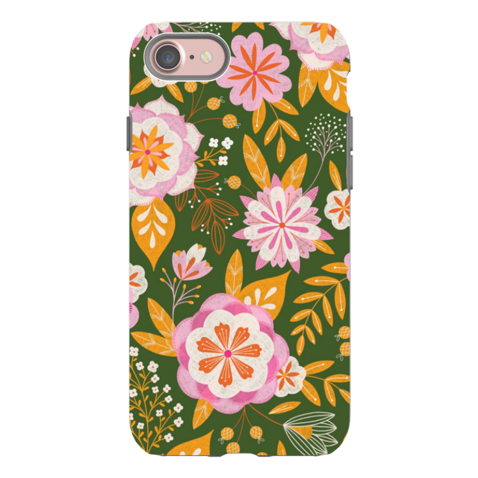iPhone Tough Case - Big Bold Blooms Green By Jenny Zemanek