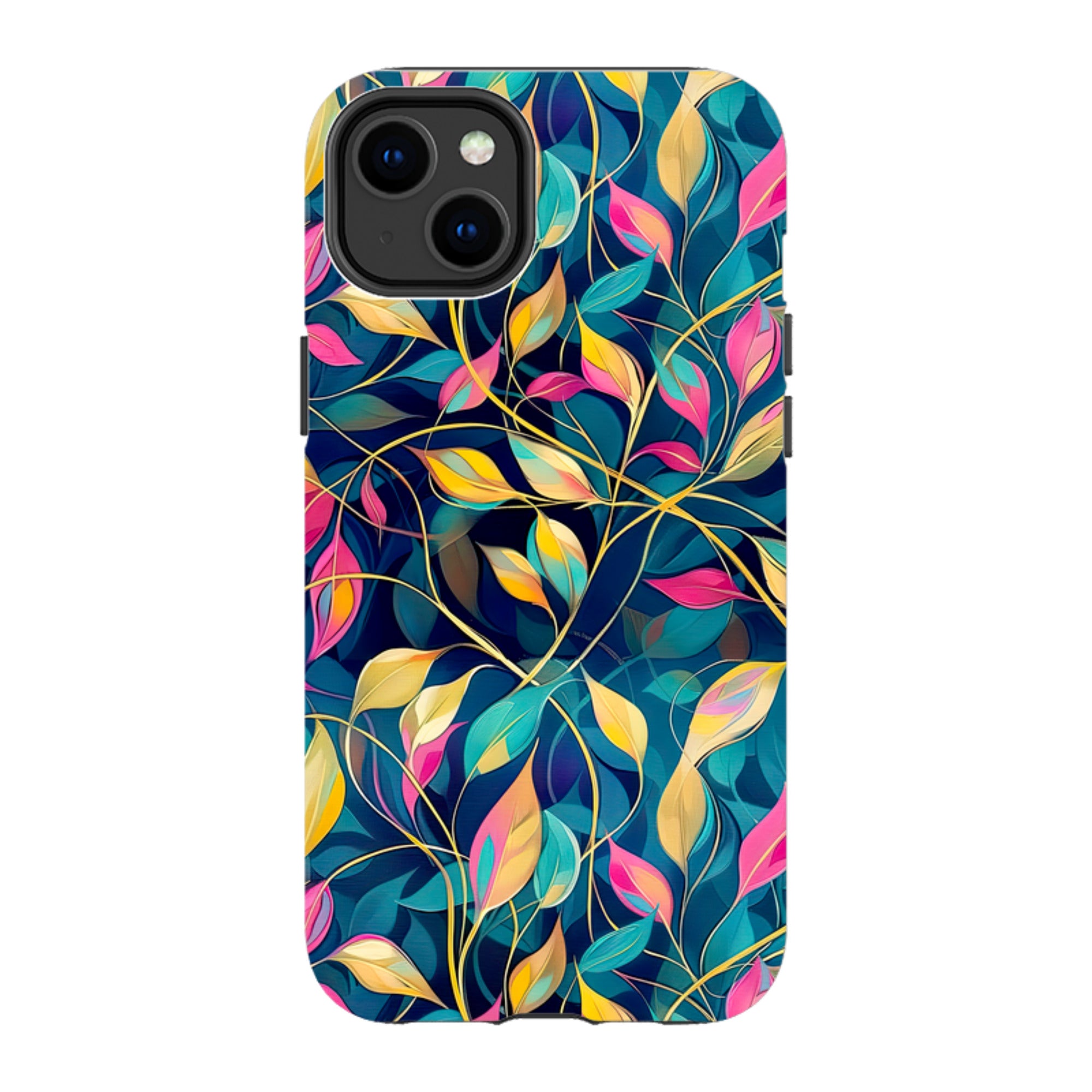 iPhone Case - Pink and Teal Leaves
