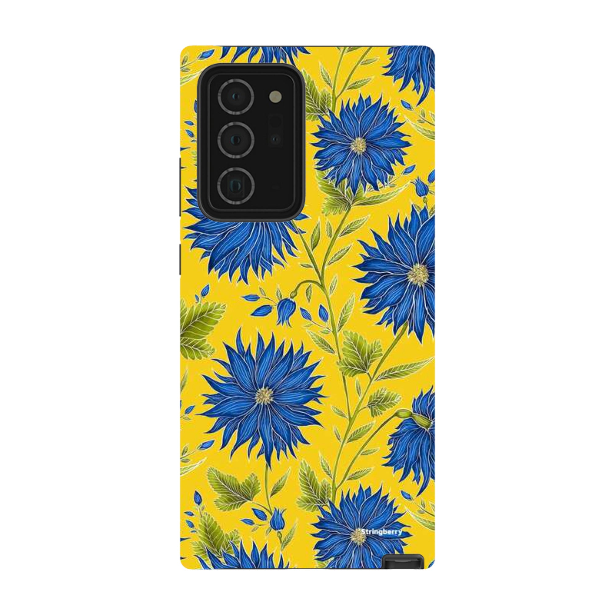 Samsung Tough Case - Blue Flowers Yellow By Catherine Rowe
