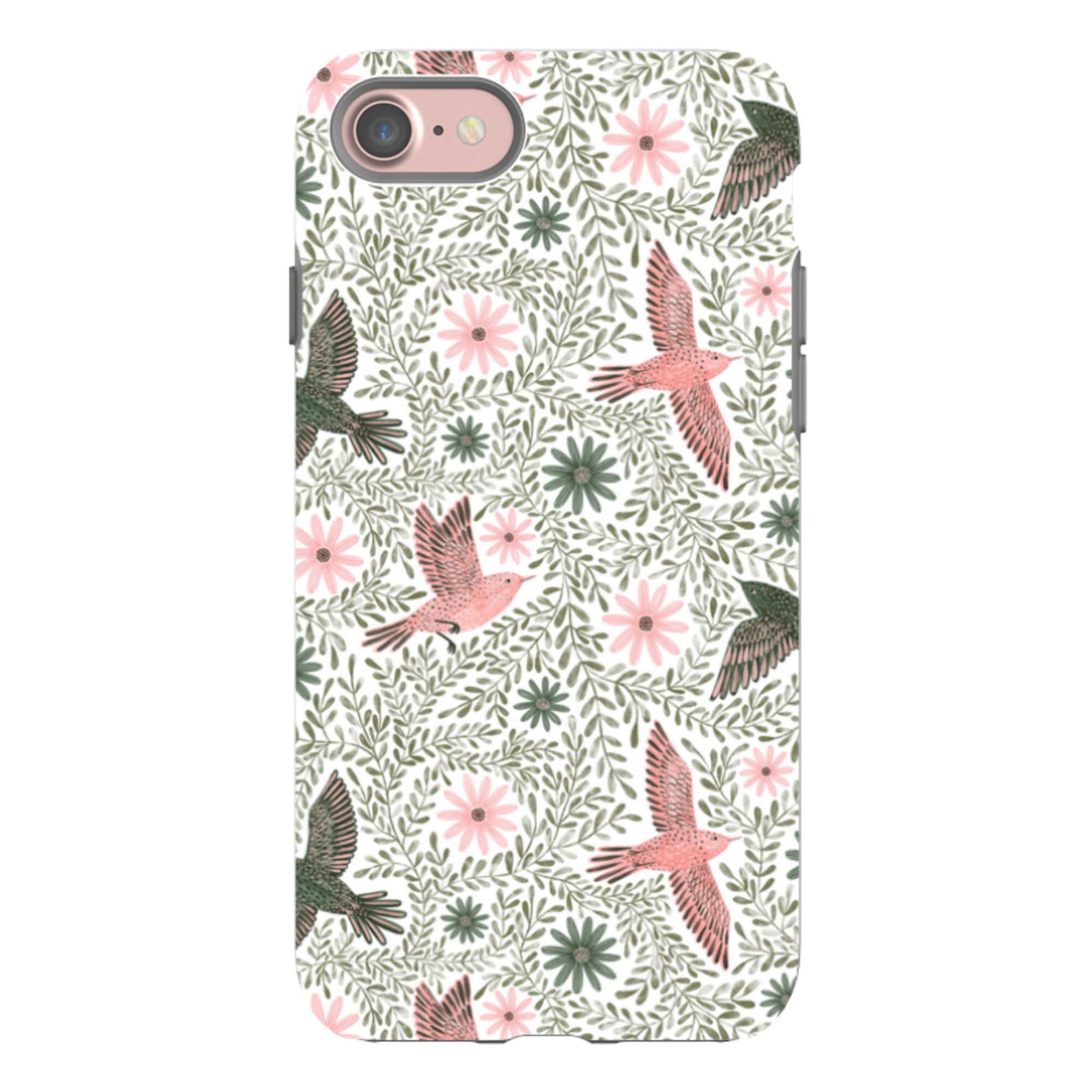 iPhone Tough Case - Bird Pattern Green By Lee Foster Wilson