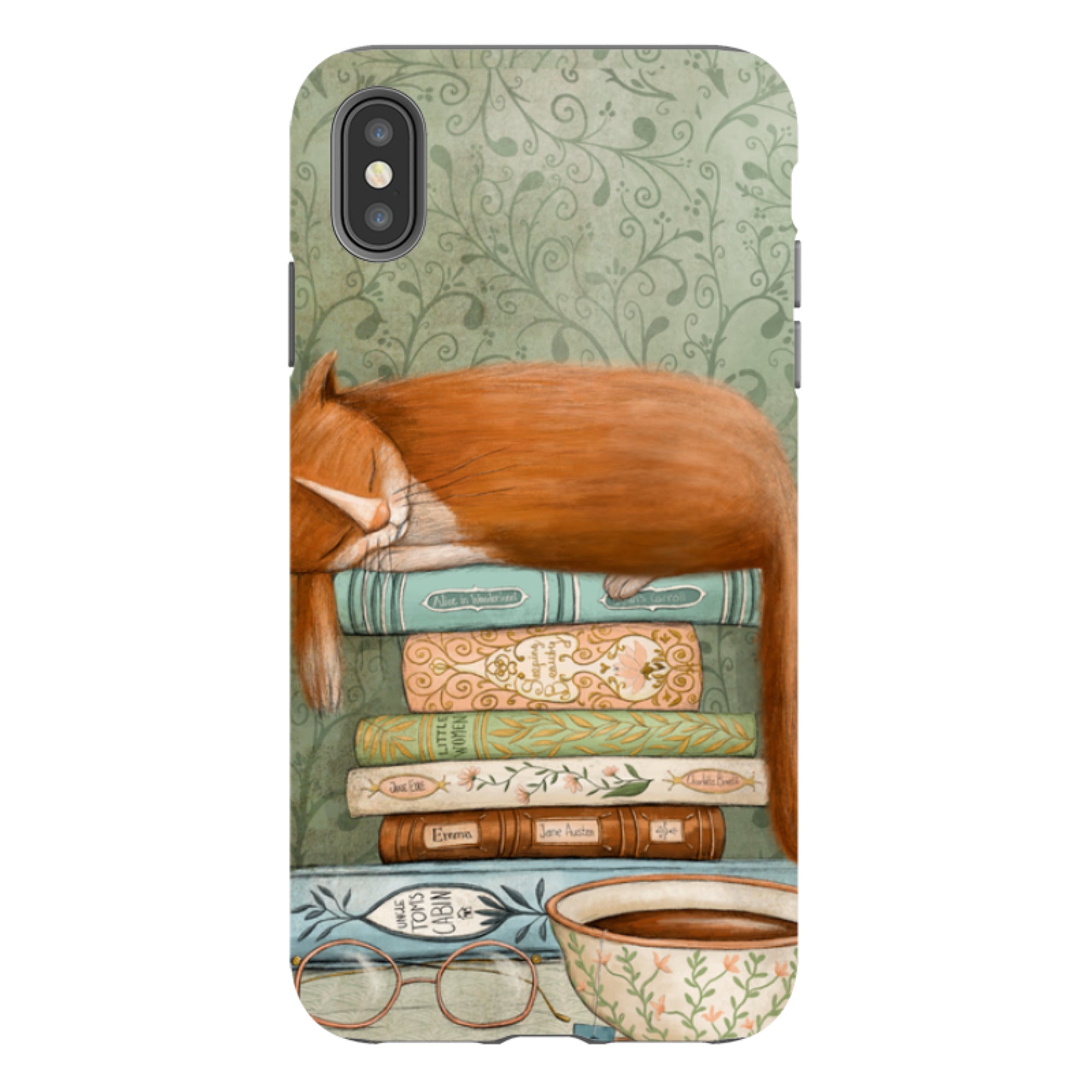 iPhone Tough Case - Cat and Books By Maja Lindberg