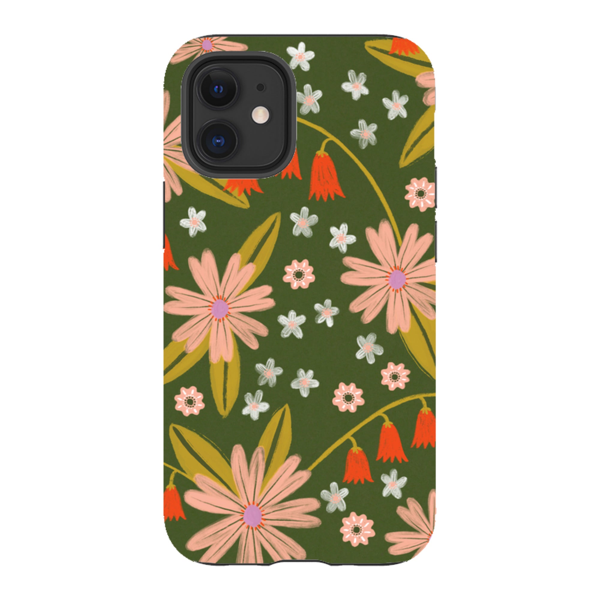 iPhone Tough Case - Red and Green Floral Pattern By Lee Foster Wilson