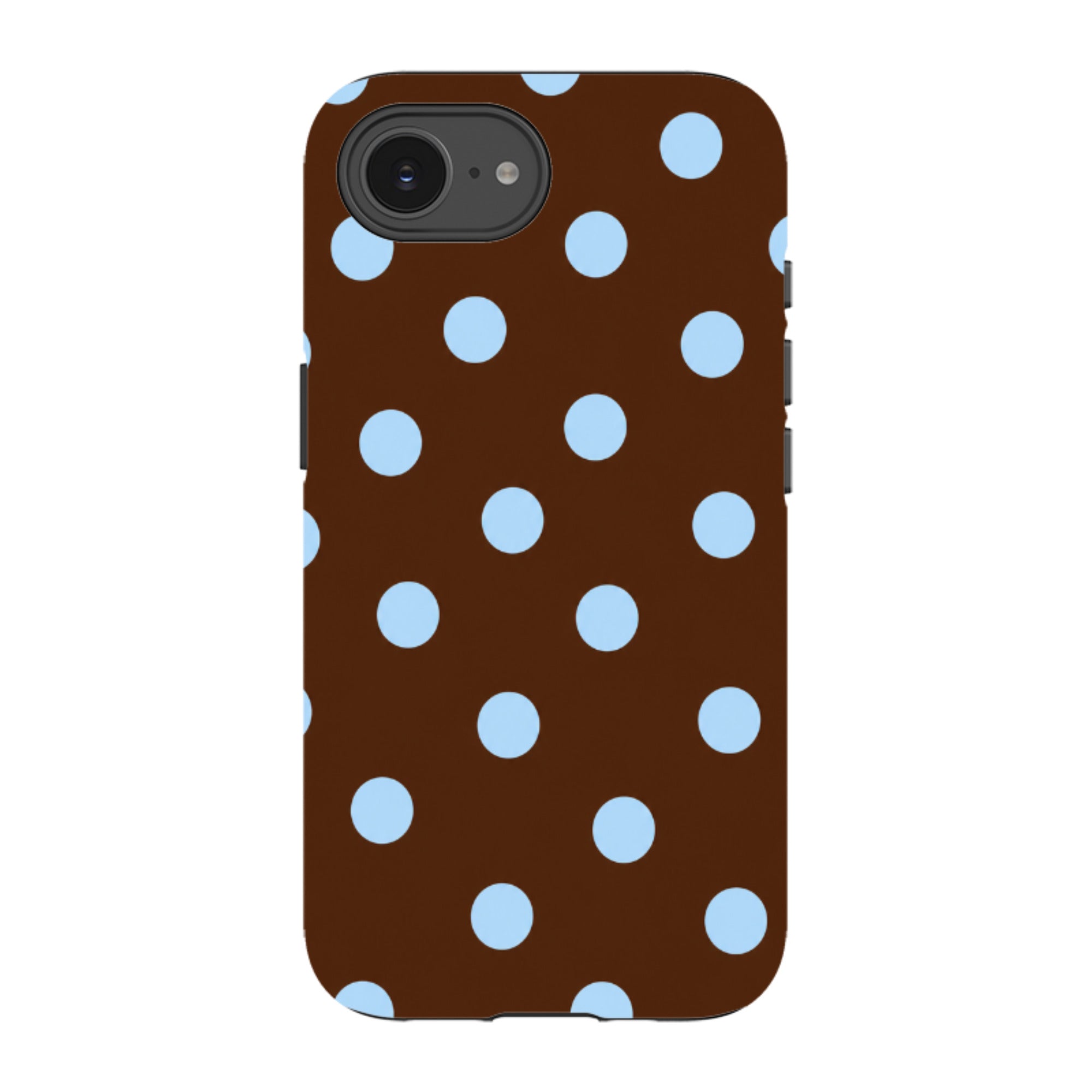 iPhone Tough Case - Chocolate Brown & Baby Blue Polka Dot