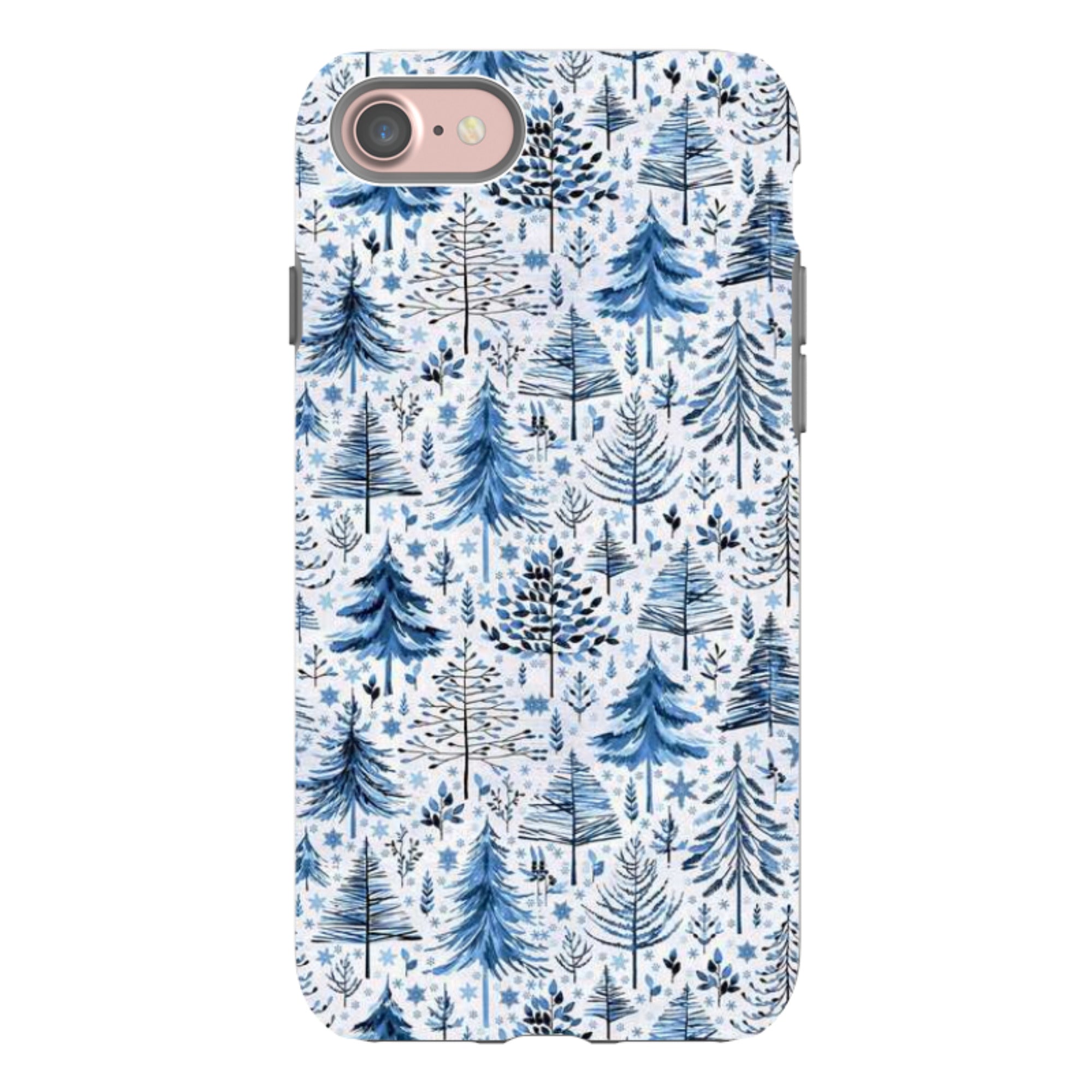 iPhone Tough Case - Blue Xmas Trees By Elisabeth Haager