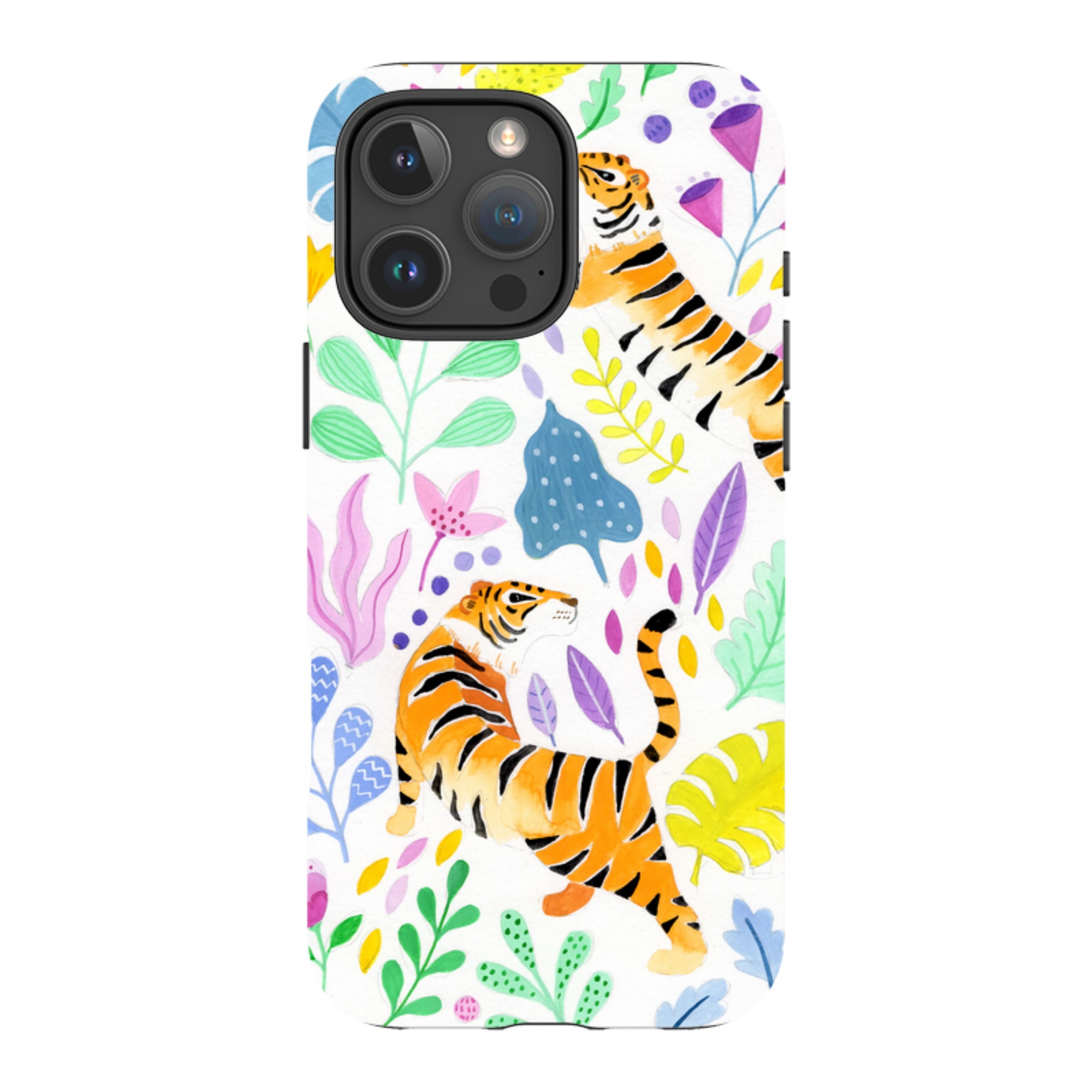 iPhone Tough Case - Tigers And Flowers By Bex Parkin