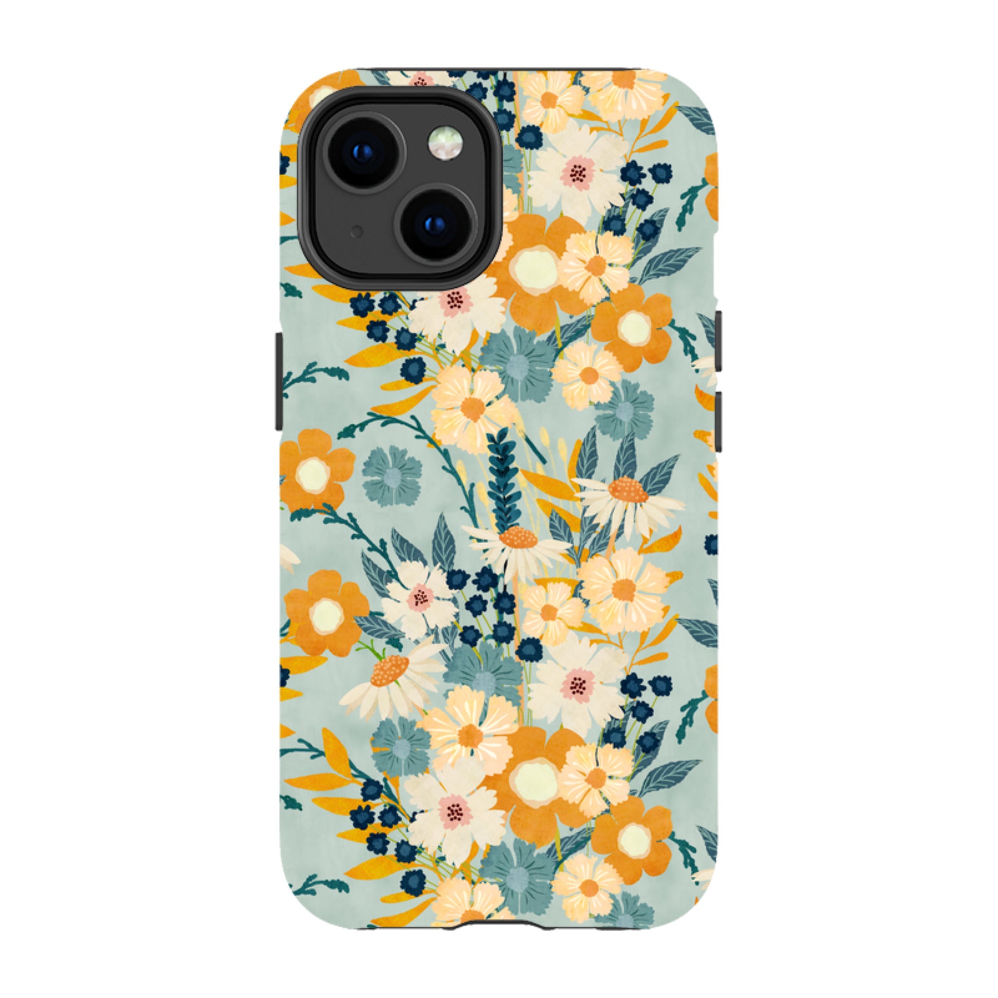 iPhone MagSafe Tough Case - Yellow And Blue Floral By Katherine Quinn