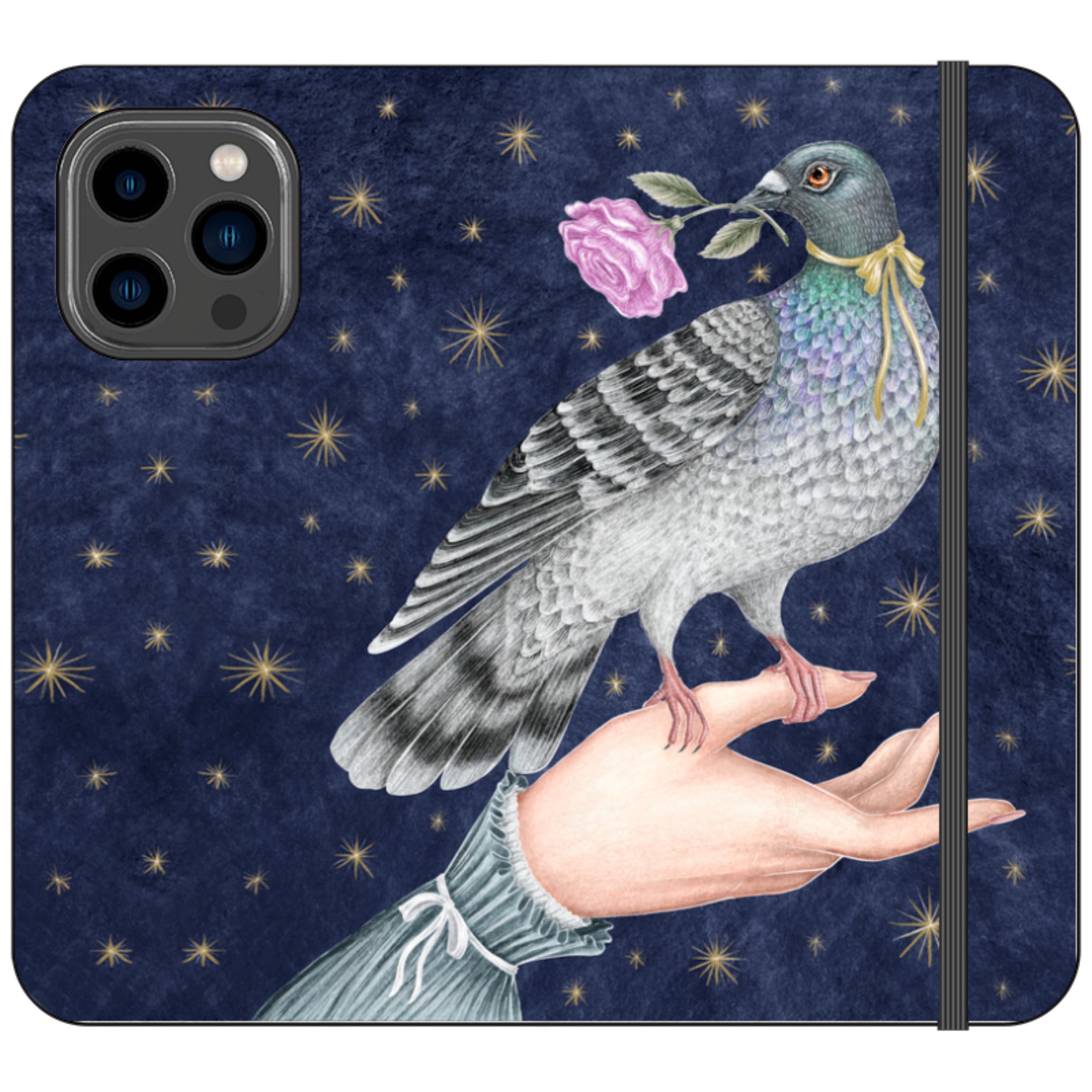 Pigeon With Rose Wallet Case By Catherine Rowe