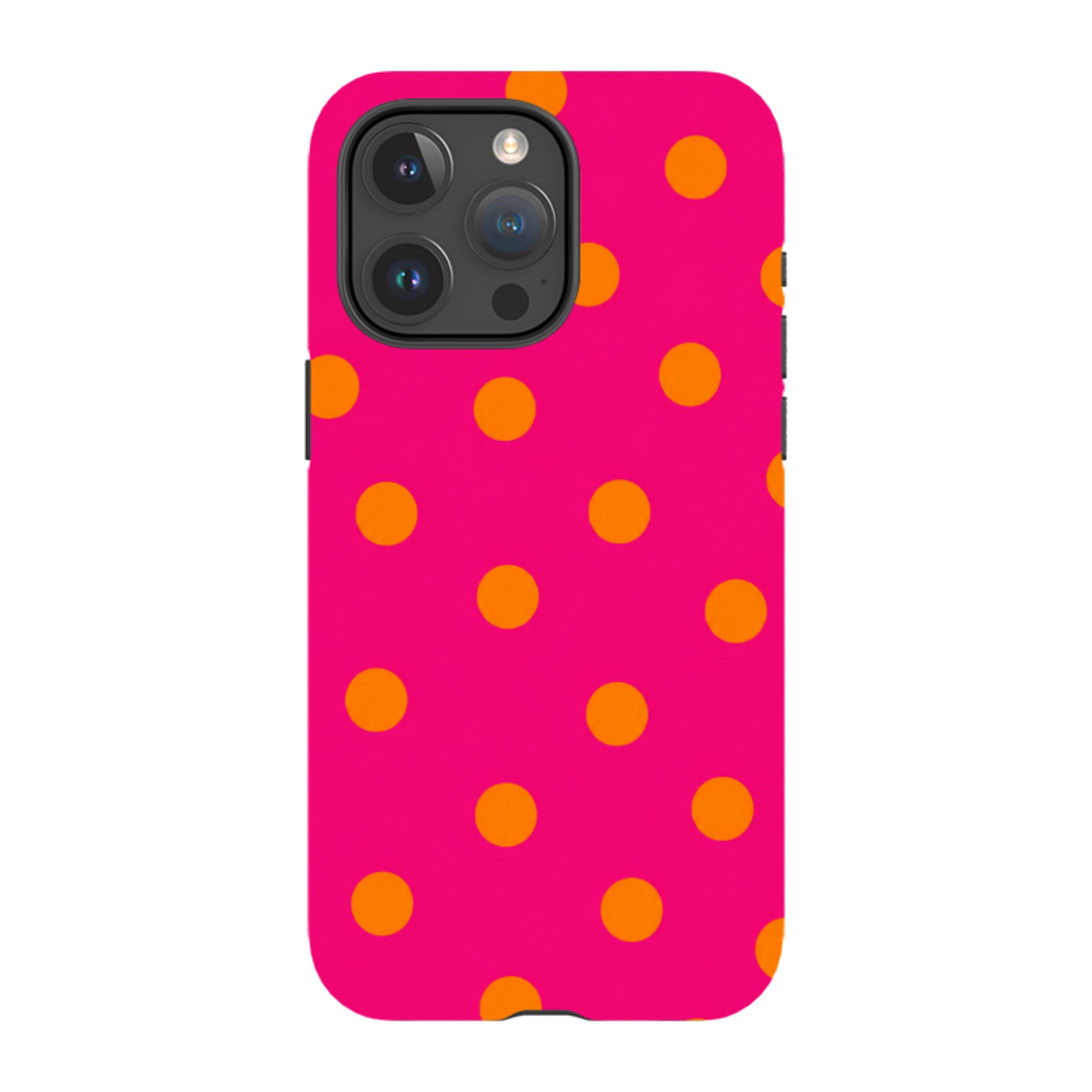 iPhone Tough Case - Hot Pink & Orange Polka Dot