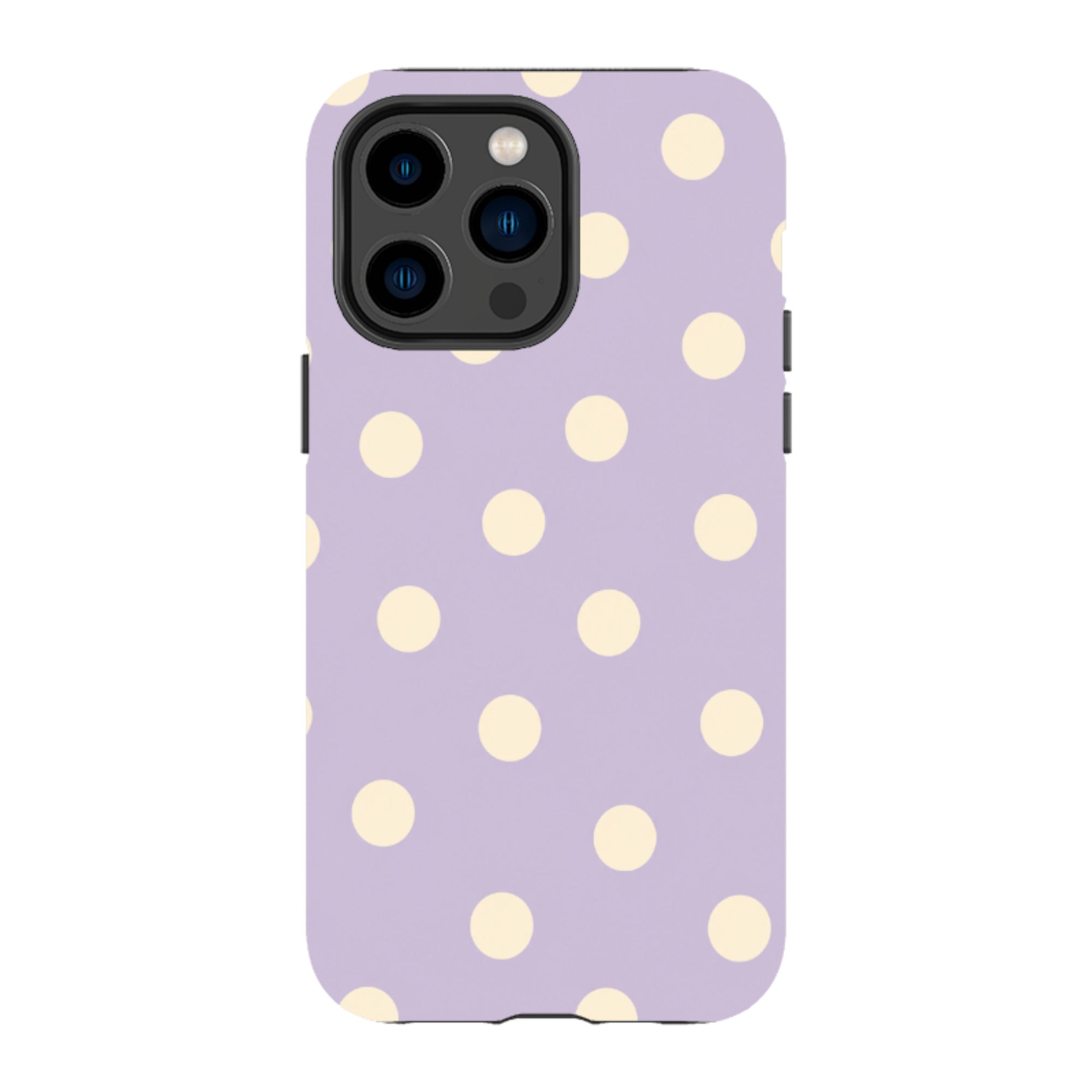 iPhone Tough Case - Pastel Purple & Cream Polka Dot