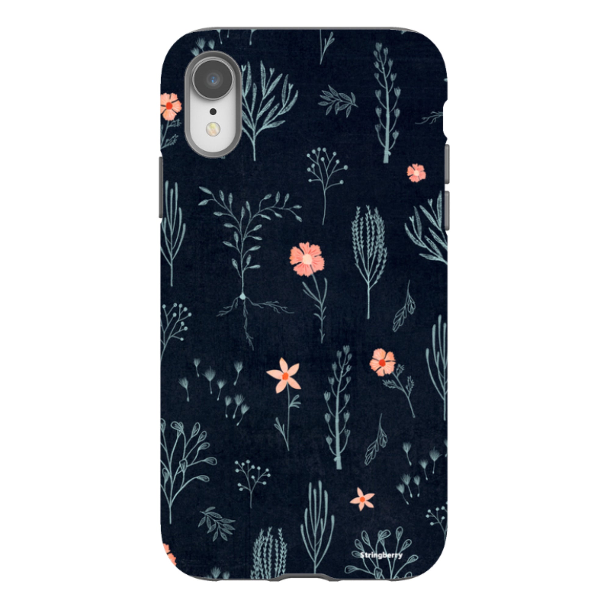 iPhone Tough Case - Floral Light Blue And Pink By Katherine Quinn