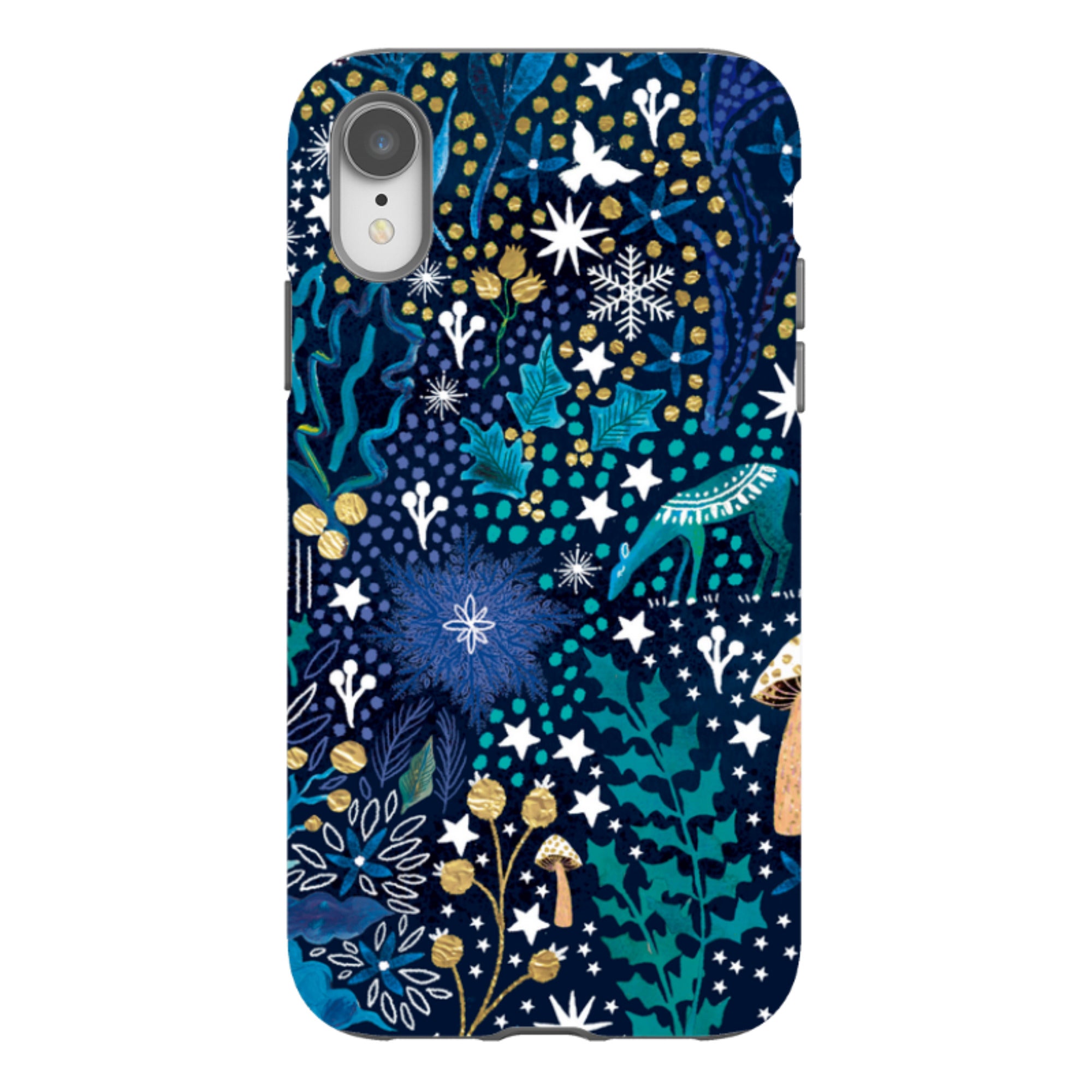 iPhone Tough Case - Winter Flowers Teal By Emma Frances Grant