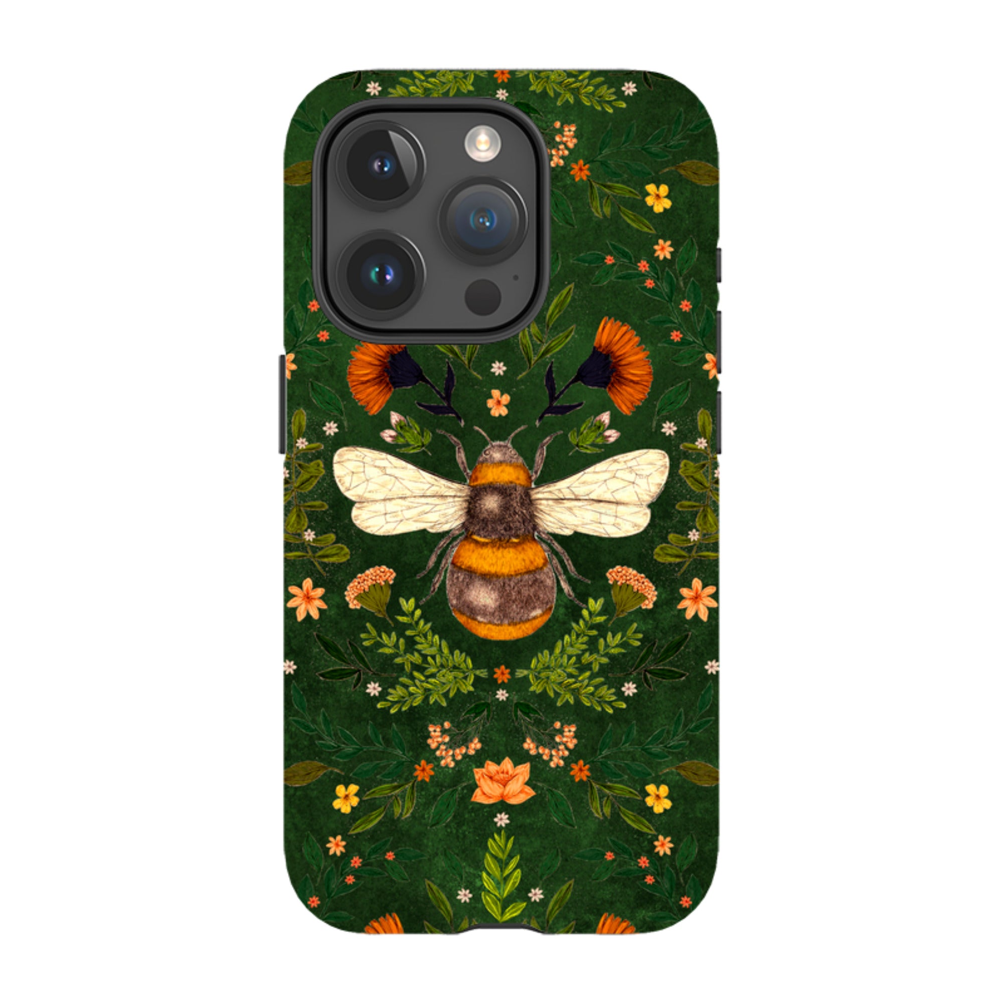 iPhone Tough Case - Botanical Bee Green By Jade Mosinski