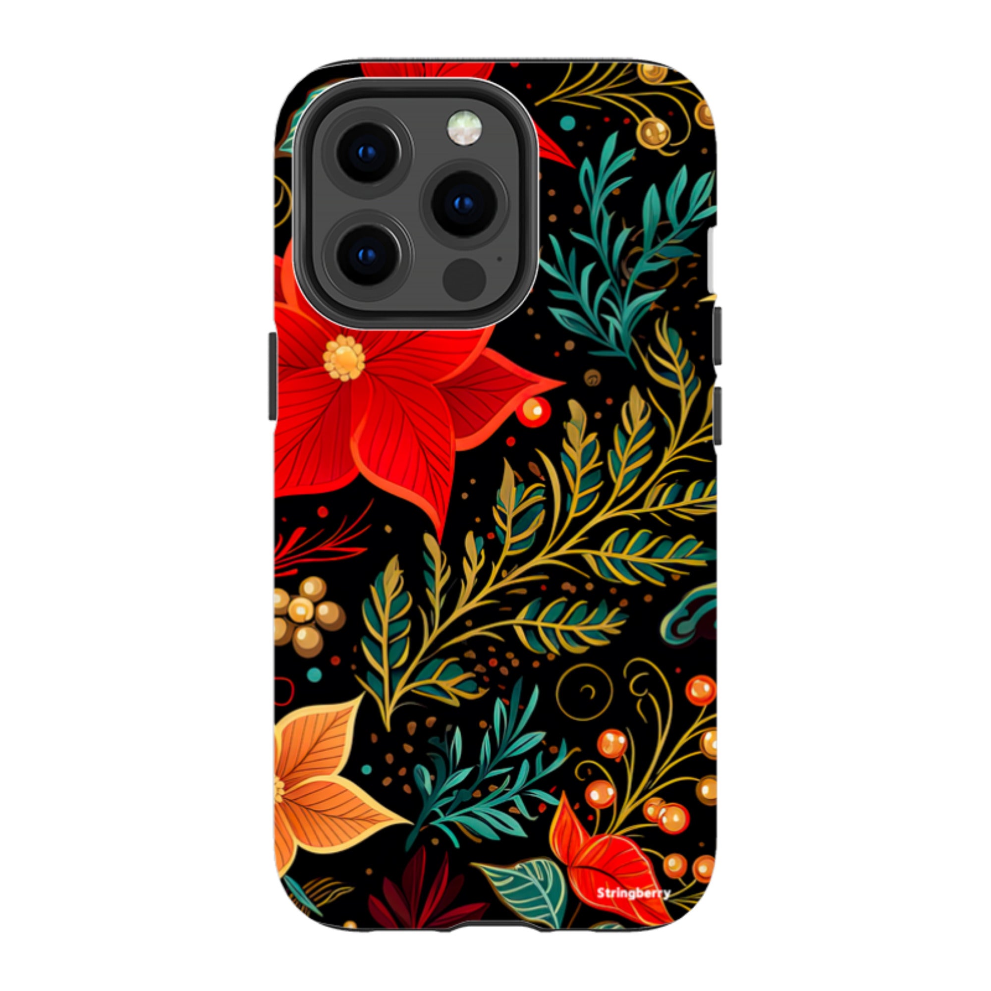 iPhone MagSafe Tough Case - Red Winter Floral II