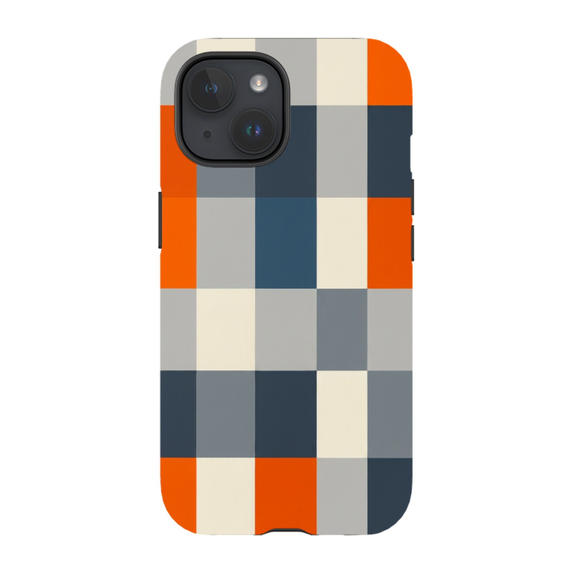 iPhone Tough Case - Navy Blue & Orange Plaid