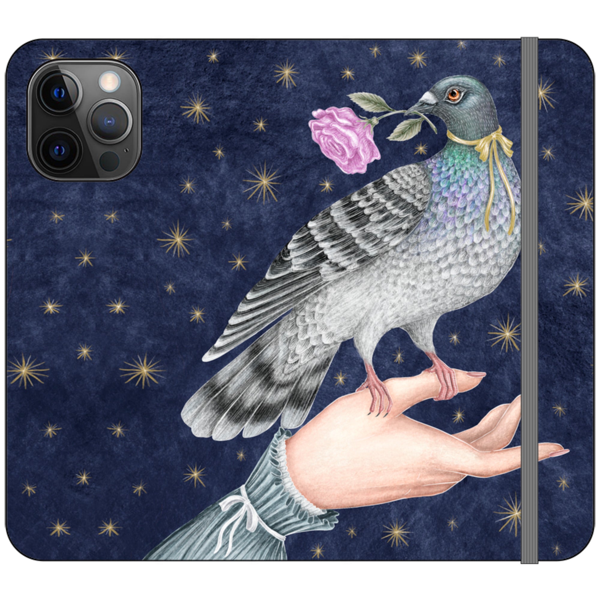 Pigeon With Rose Wallet Case By Catherine Rowe