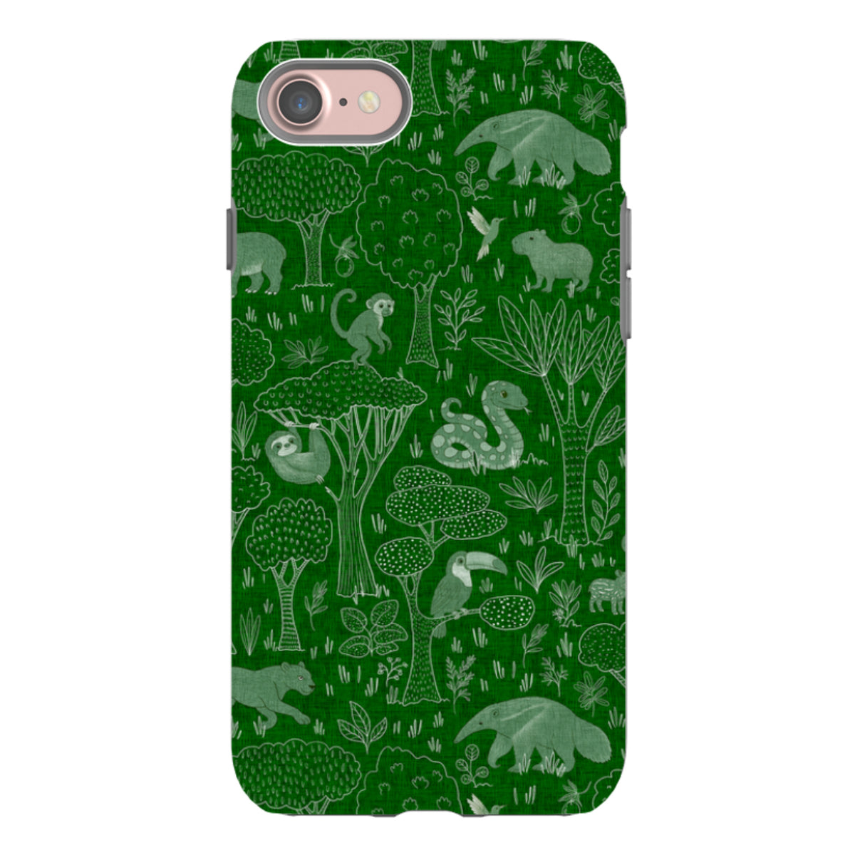 iPhone Tough Case - Tropical Jungle Animals green By Katherine Quinn