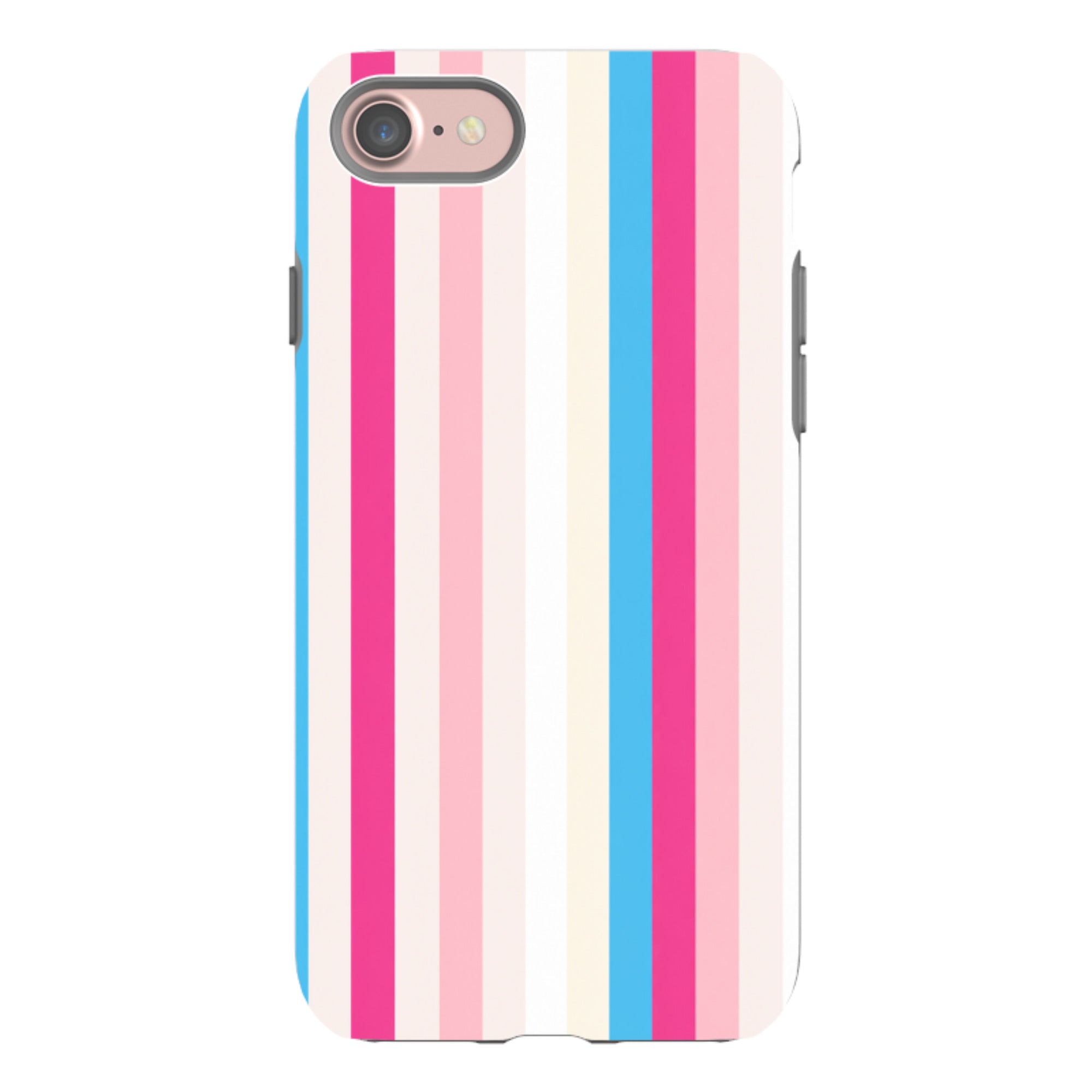 iPhone Tough Case - Pink, Blue & Cream Stripe