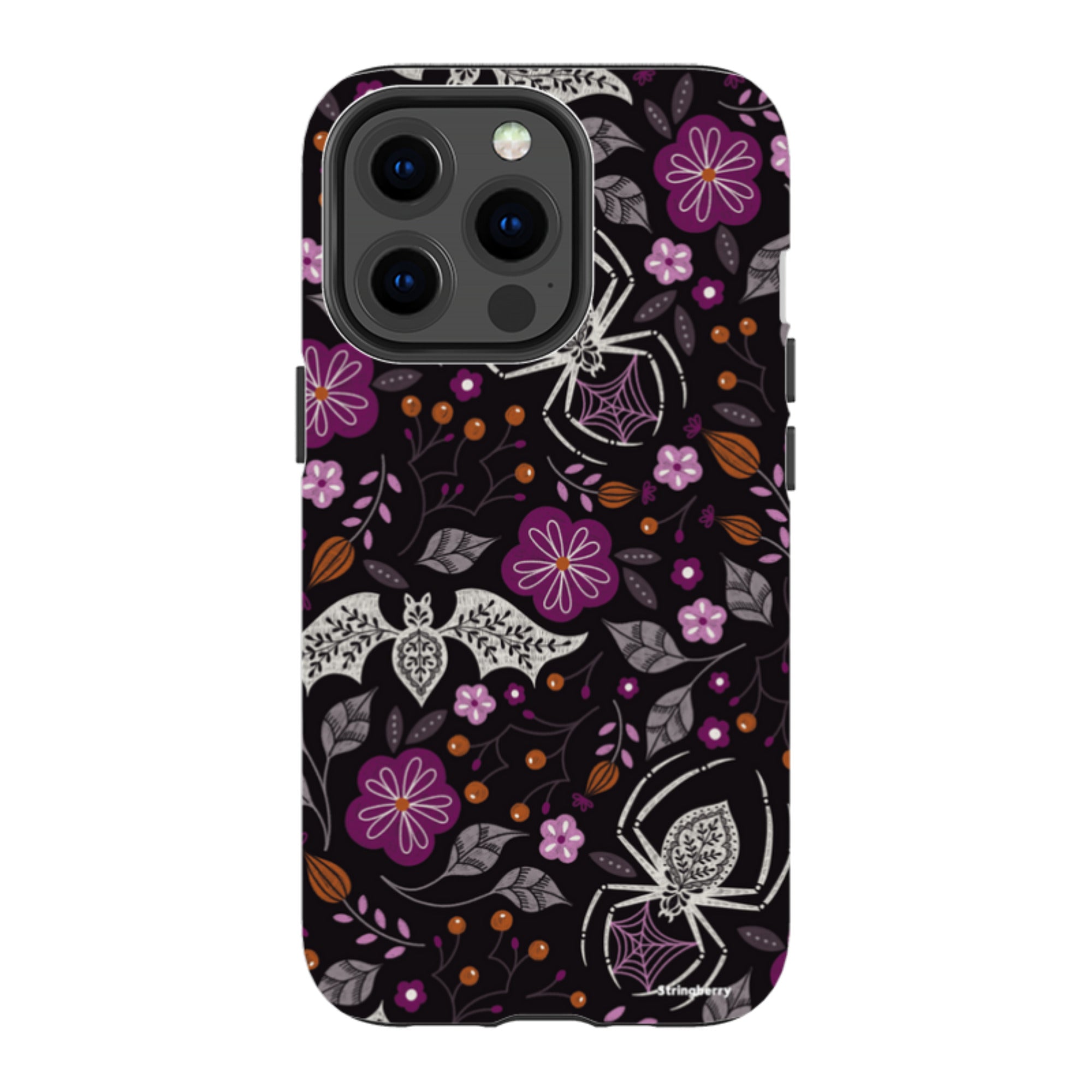 iPhone MagSafe Tough Case -  Spider Bat Pattern Black By Jenny Zemanek