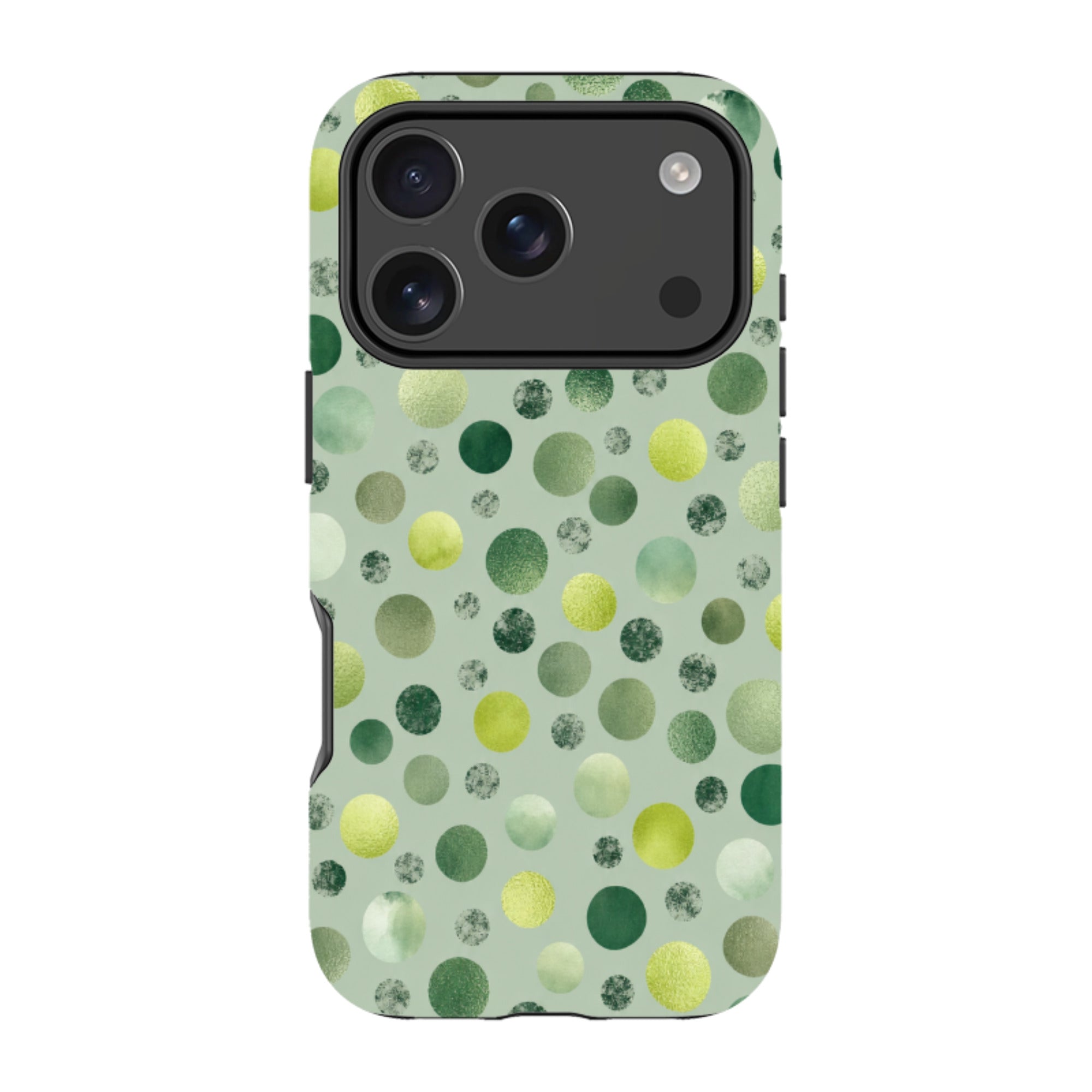 iPhone Tough Case - Sage Green Polka Dot