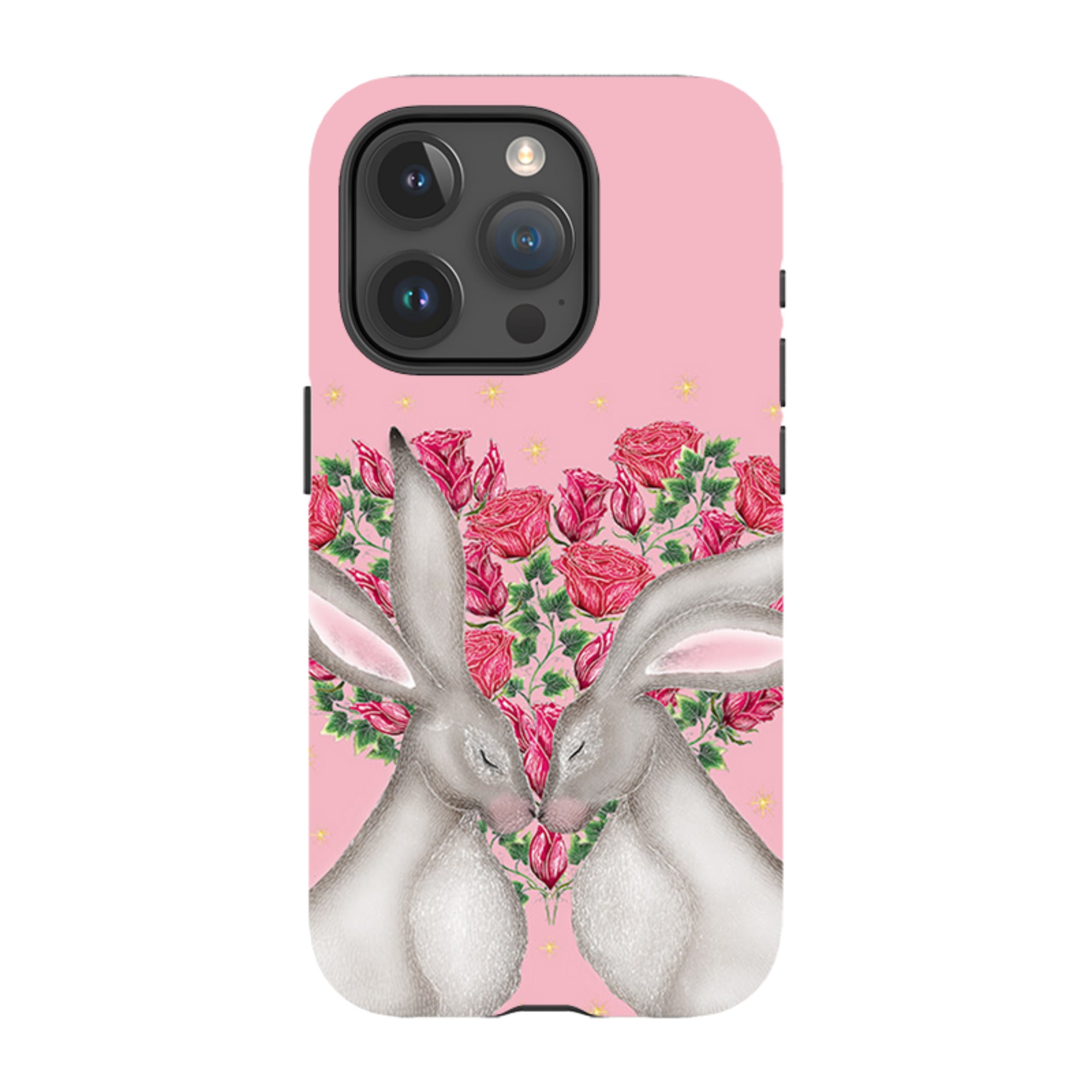 iPhone Tough Case - White Hares Rose Heart By Catherine Rowe