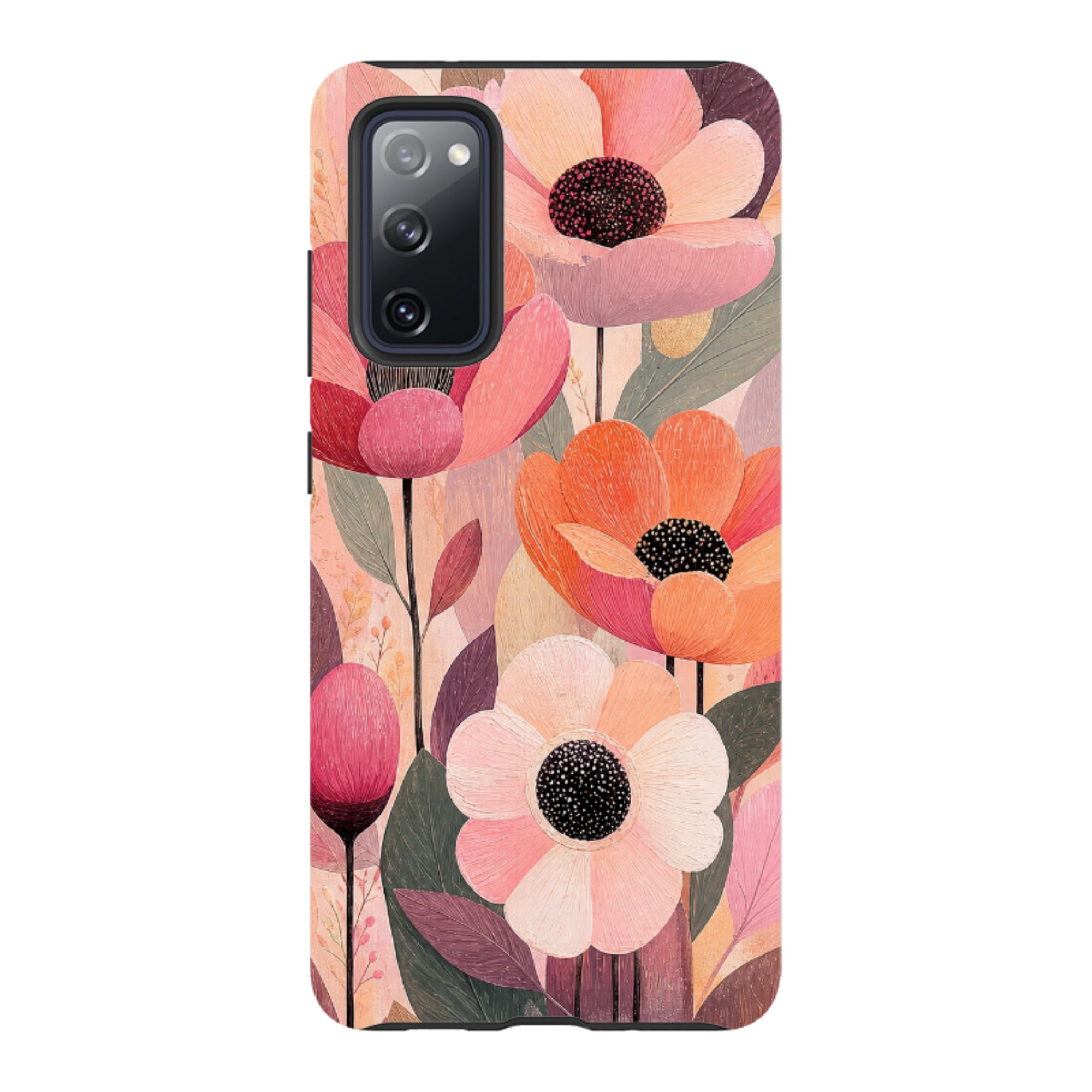 Samsung Tough Case - Peach Woodgrain Floral