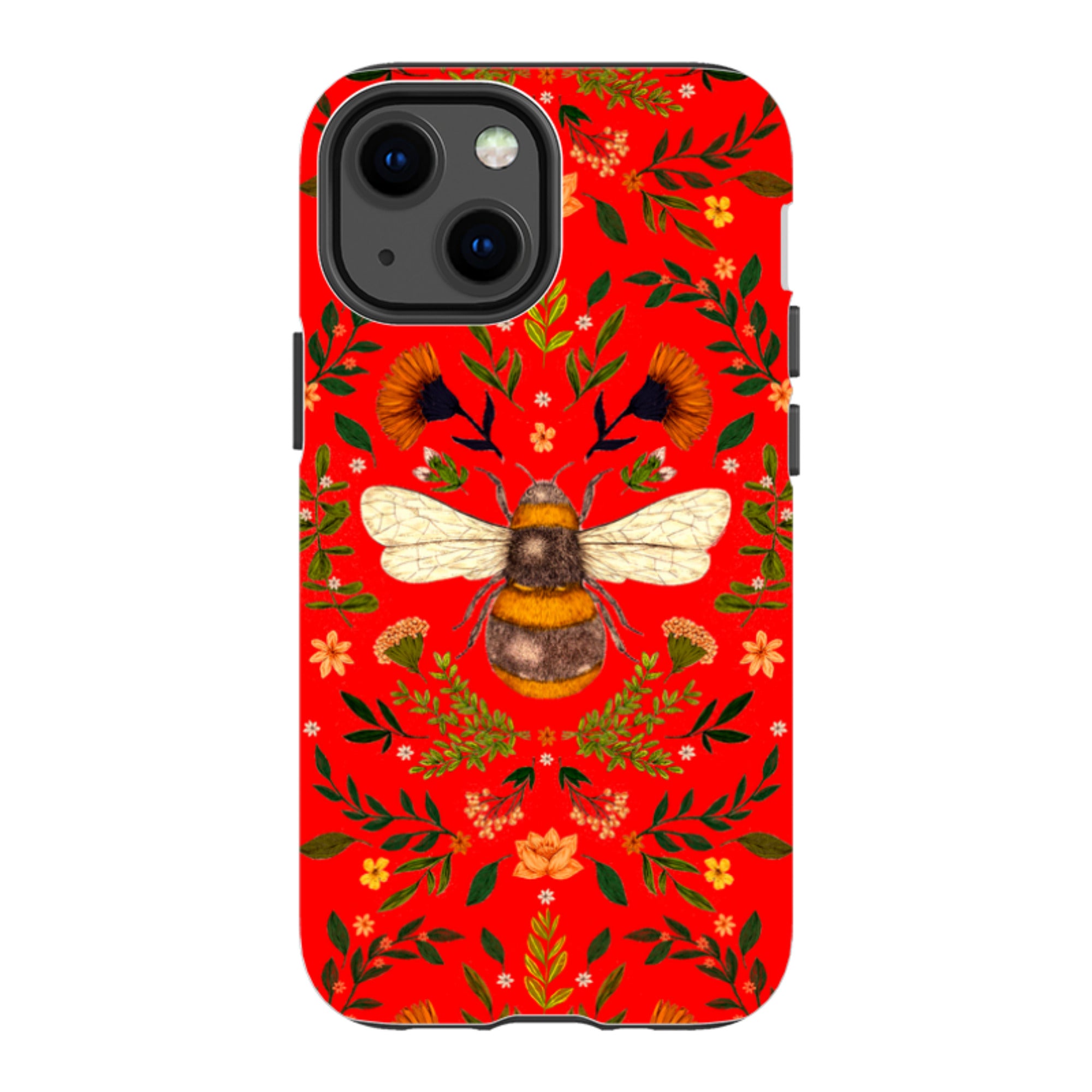 iPhone Tough Case - Botanical Bee Red By Jade Mosinski