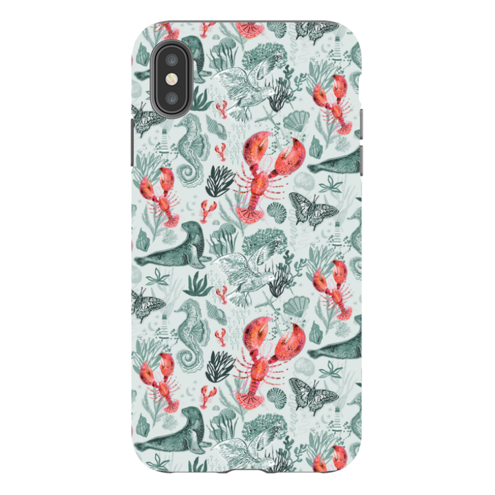 iPhone Case - Teal Seals and Lovely Lobsters By Emma Frances Grant