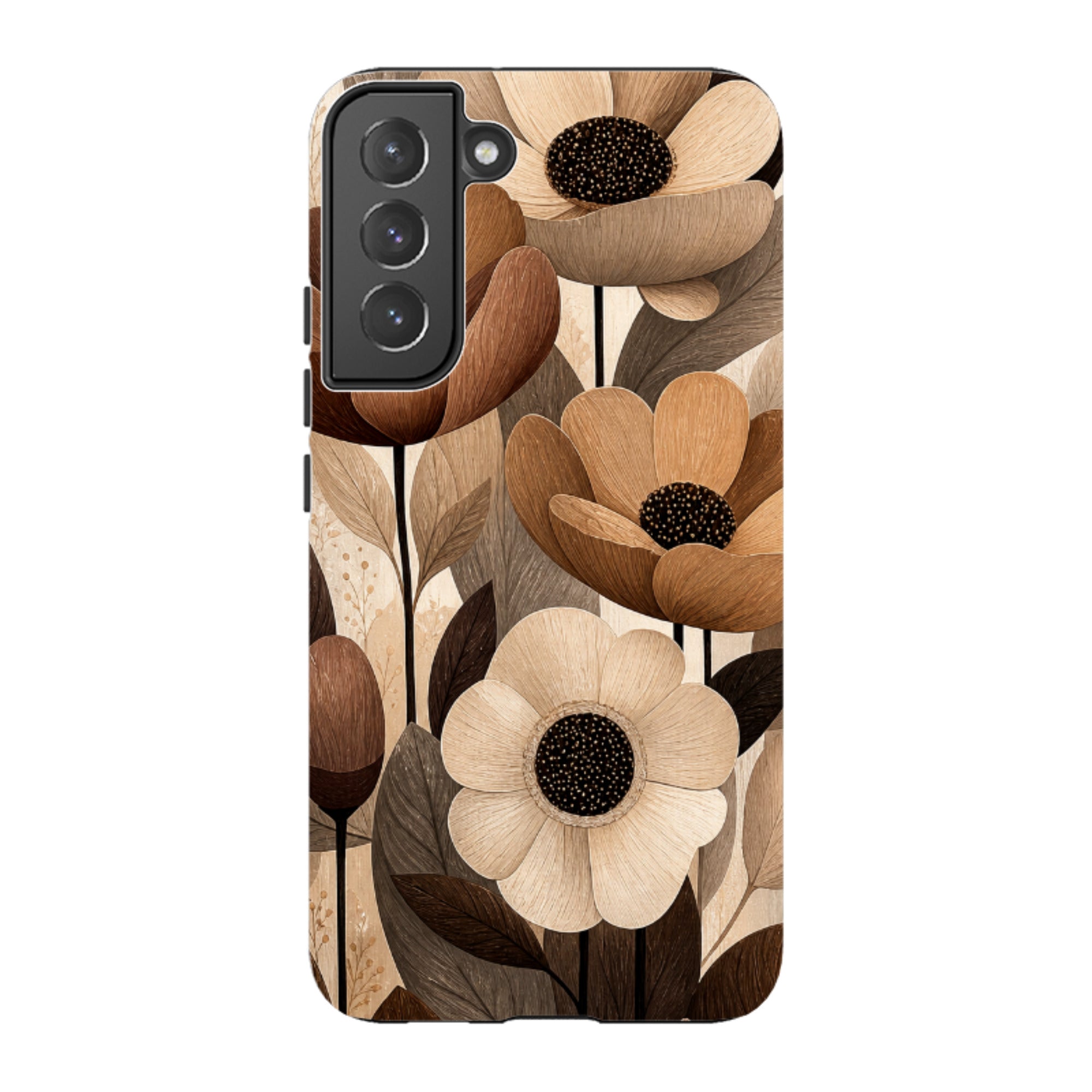 Samsung Tough Case - Chocolate Woodgrain Floral