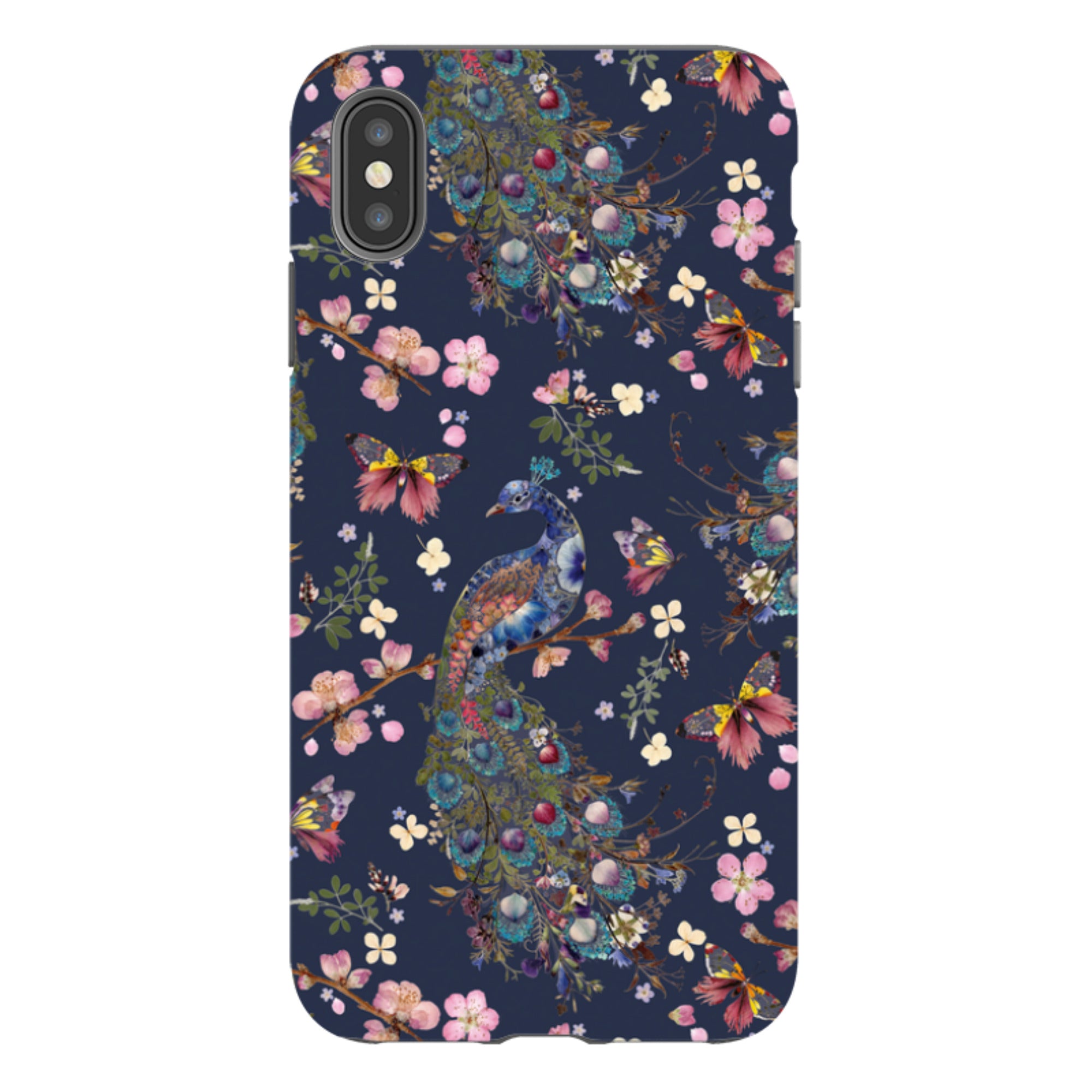 iPhone Tough Case - Peacock and Cherry Blossoms Iris By Helen Ahpornsiri