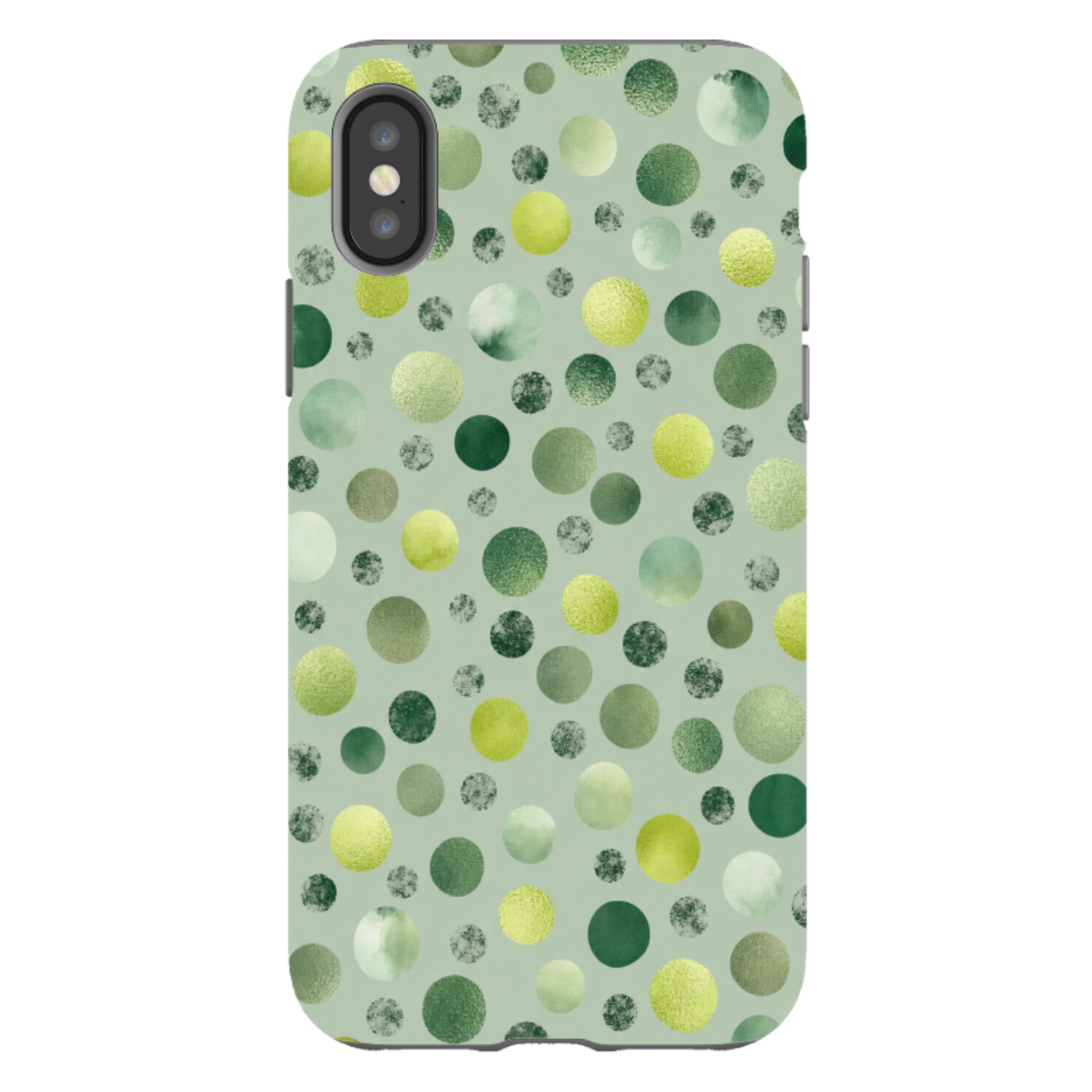 iPhone Tough Case - Sage Green Polka Dot