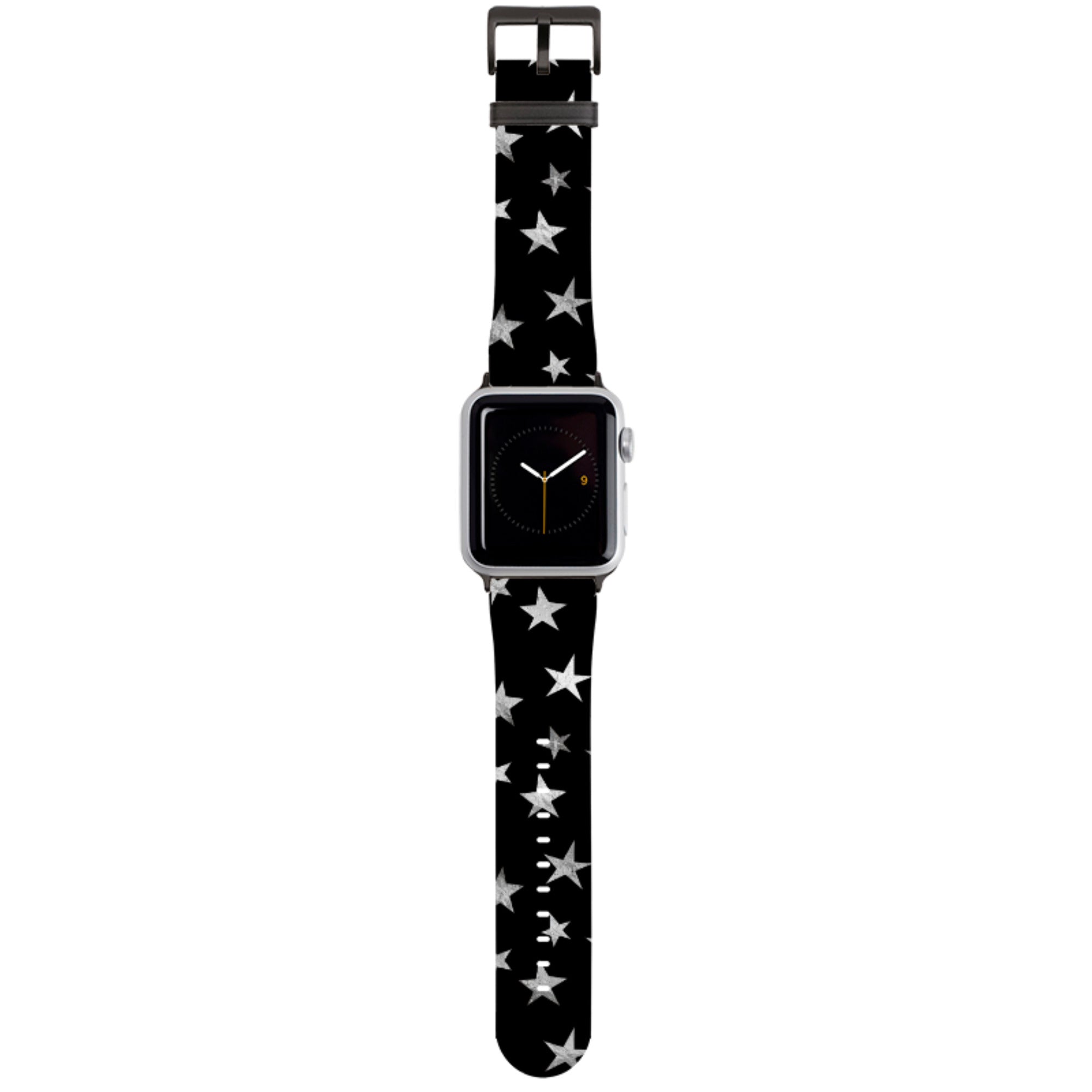 Black and Silver Stars Apple Watch Strap