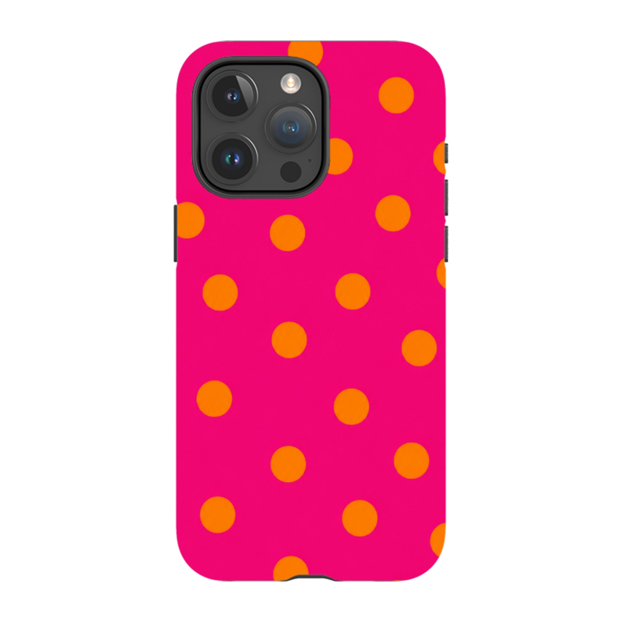 iPhone Tough Case - Hot Pink & Orange Polka Dot