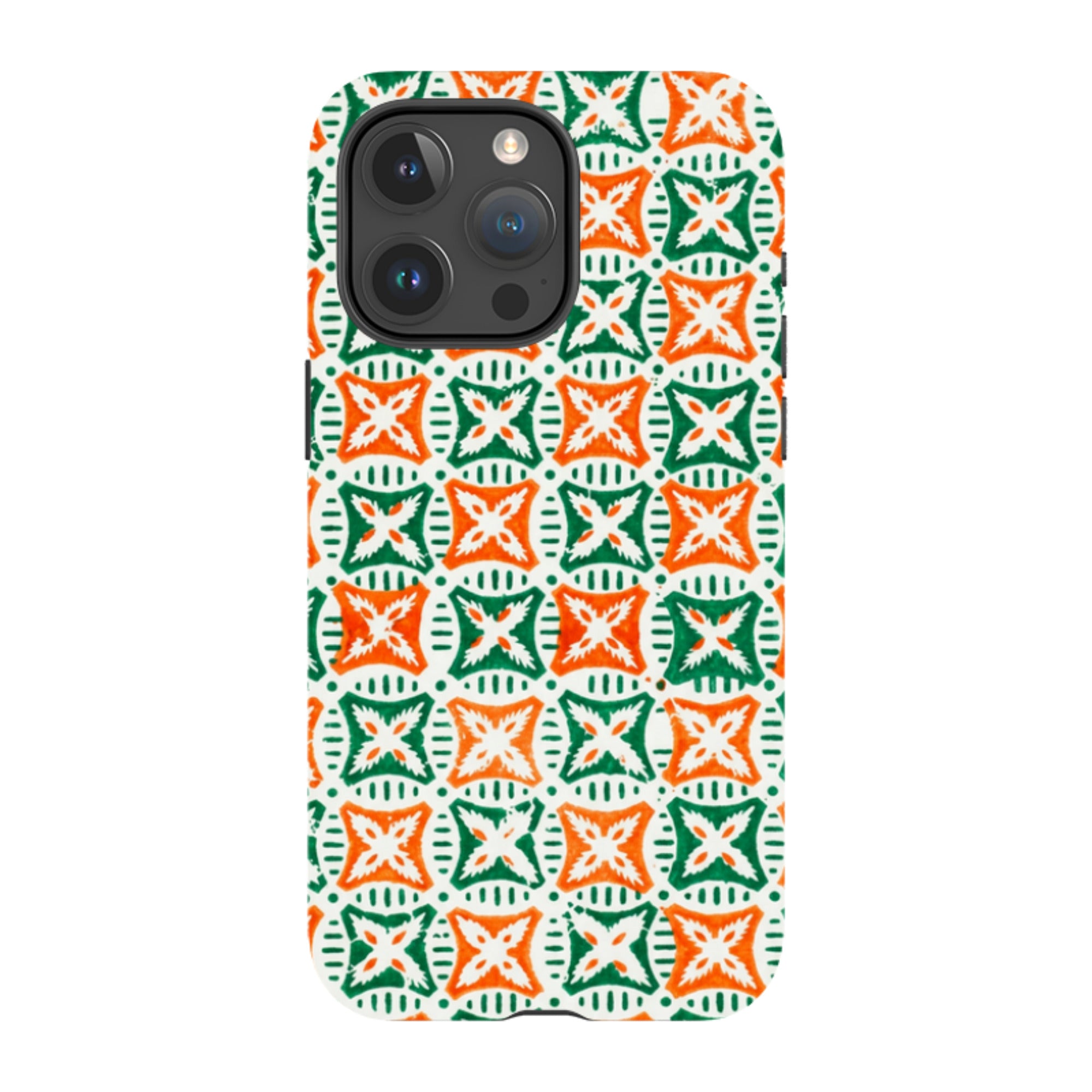 iPhone Tough Case - Orange & Green Tile
