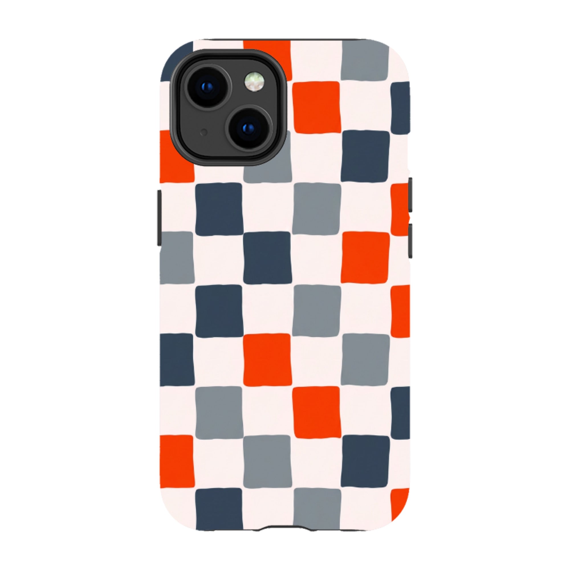 iPhone Tough Case - Orange & Navy Checkerboard