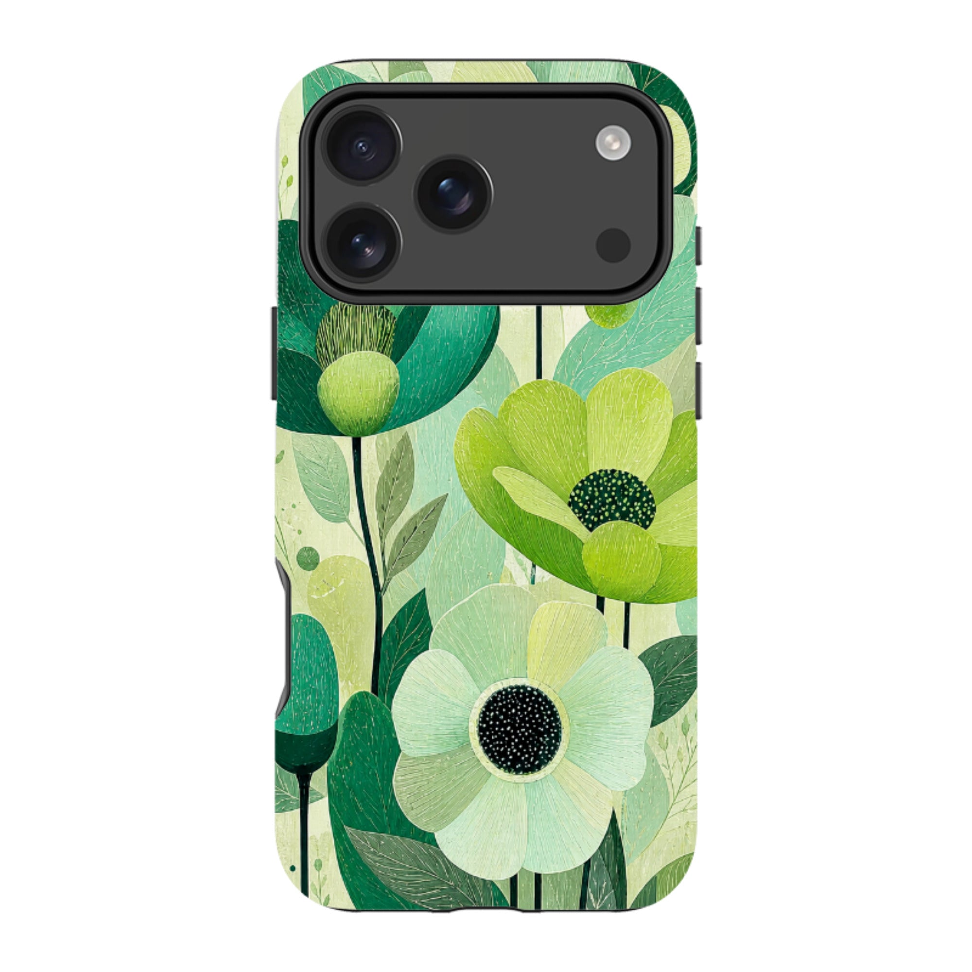 iPhone MagSafe Tough Case - Mint Woodgrain Floral